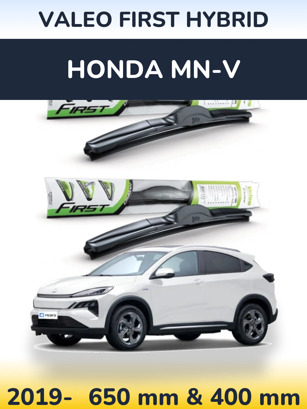 Sada předních stěračů Valeo First Hybrid 650 a 400 mm pro Honda MN-V 2019-2026