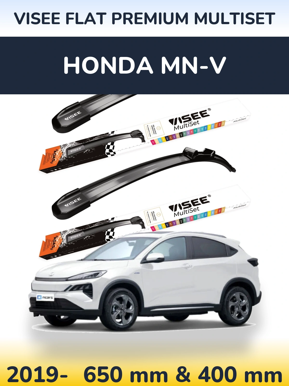 Sada předních stěračů VISEE FLAT PREMIUM MultiSet 650 a 400 mm pro Honda MN-V 2019-2026