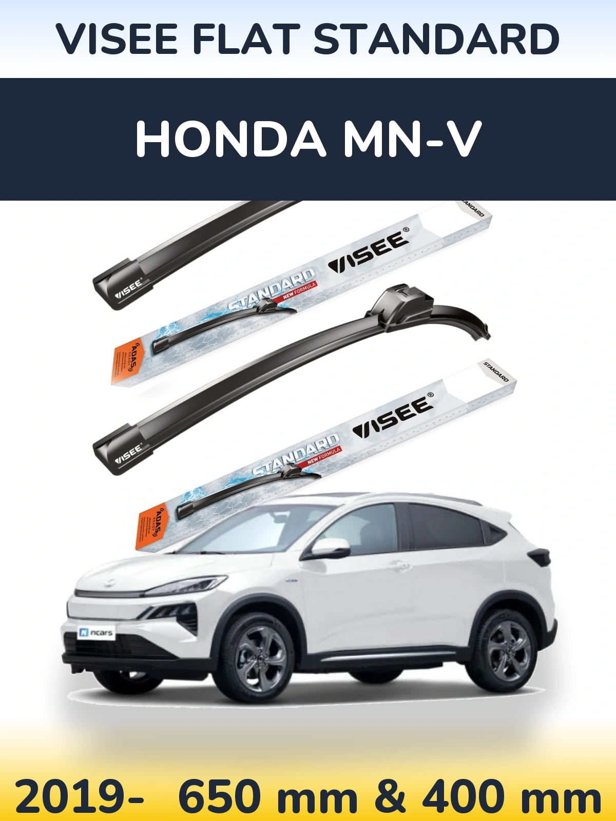 Sada předních stěračů VISEE FLAT STANDARD 650 a 400 mm pro Honda MN-V 2019-2026