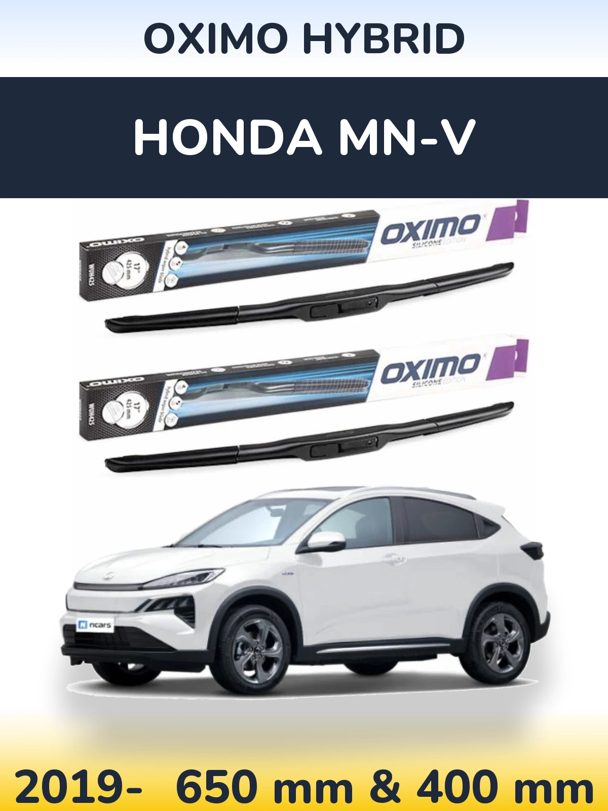 Sada předních stěračů Oximo Hybrid 650 a 400 mm pro Honda MN-V 2019-2026