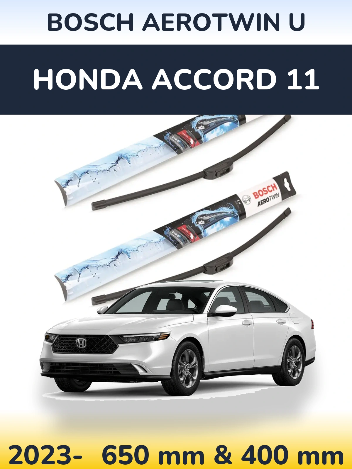 Sada předních stěračů BOSCH AeroTwin U 650 a 400 mm pro Honda Accord 11 2023-2026