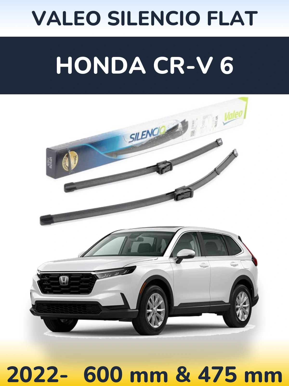 Sada předních stěračů Valeo Silencio Flat 600 a 475 mm pro Honda CR-V 6 2022-2026