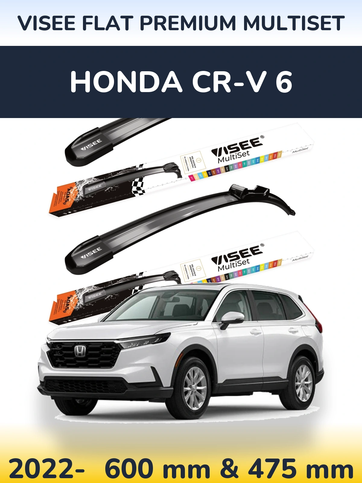 Sada předních stěračů VISEE FLAT PREMIUM MultiSet 600 a 475 mm pro Honda CR-V 6 2022-2026