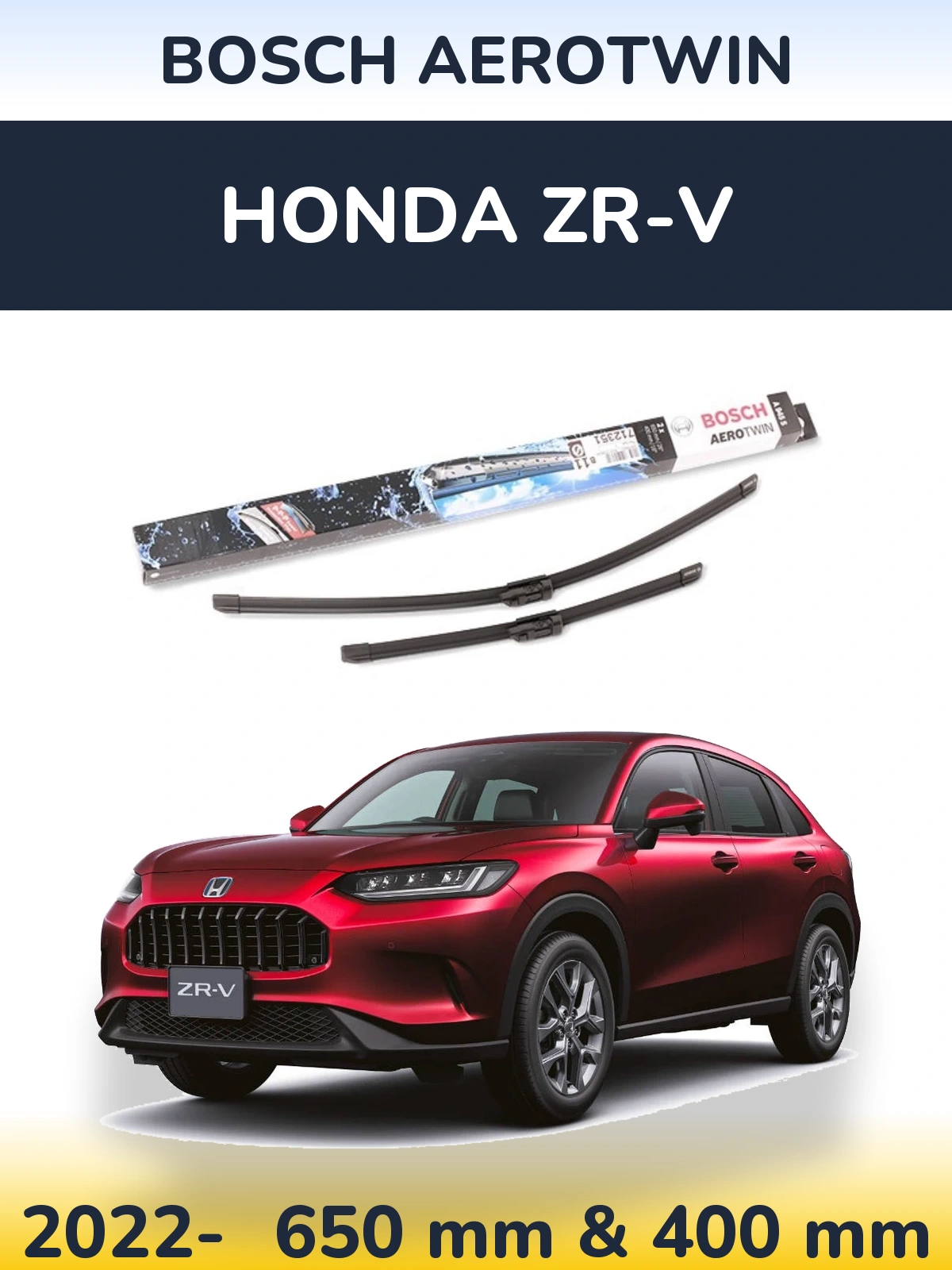 Комплект передніх щіток BOSCH AeroTwin 650 & 400 мм для Honda ZR-V 2022-2026