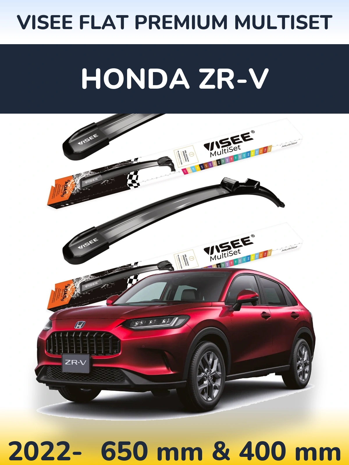Sada předních stěračů VISEE FLAT PREMIUM MultiSet 650 a 400 mm pro Honda ZR-V 2022-2026