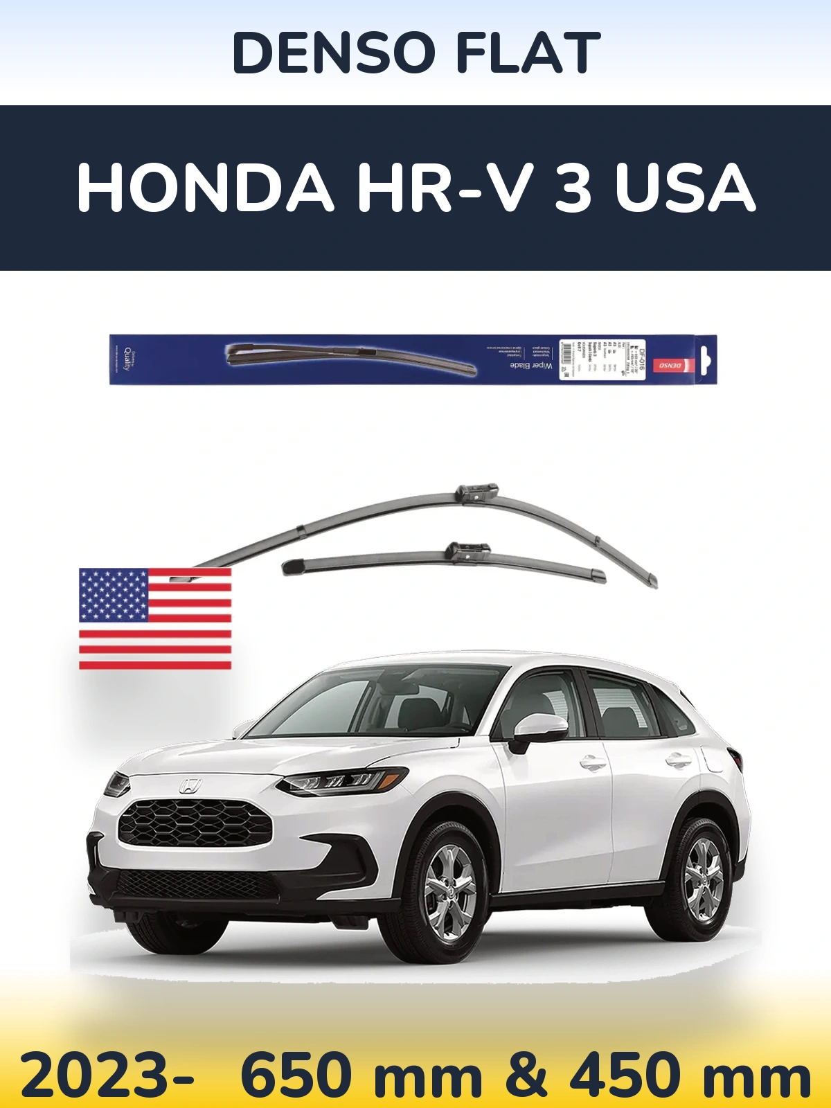 Sada předních stěračů Denso Flat 650 a 450 mm pro Honda HR-V 3 USA 2023-2026