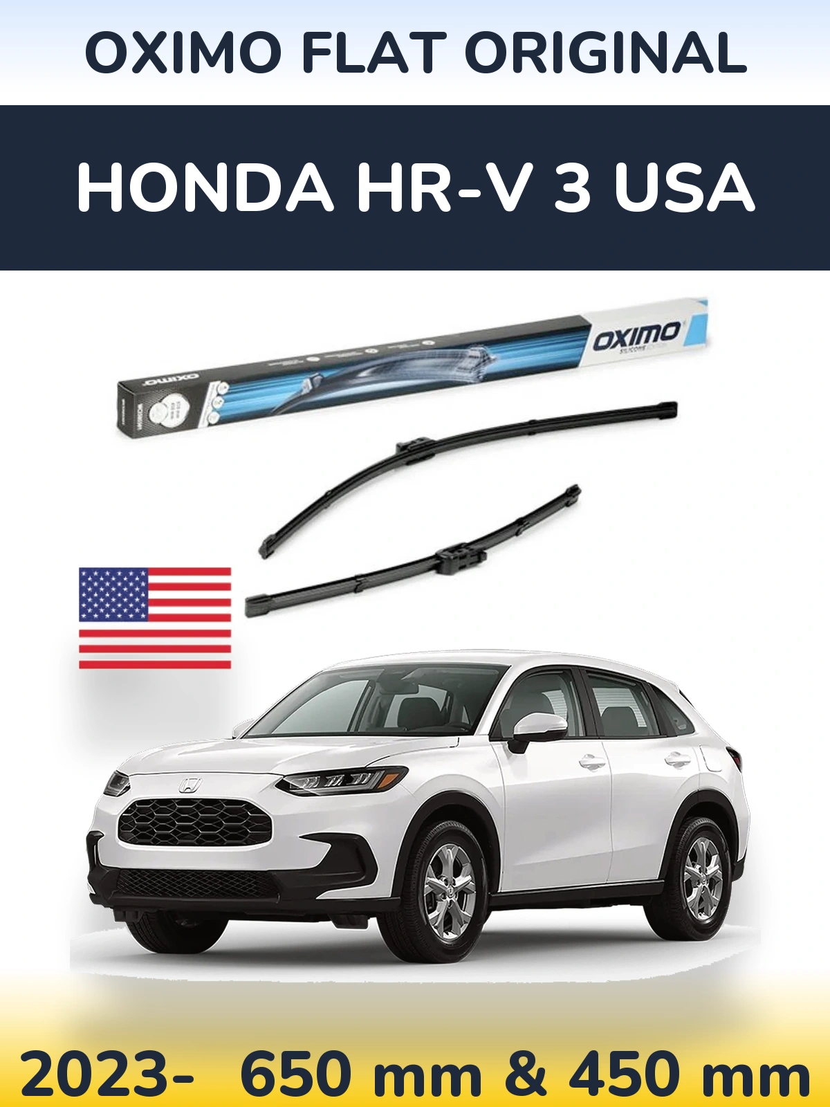Sada předních stěračů Oximo Flat Original 650 a 450 mm pro Honda HR-V 3 USA 2023-2026