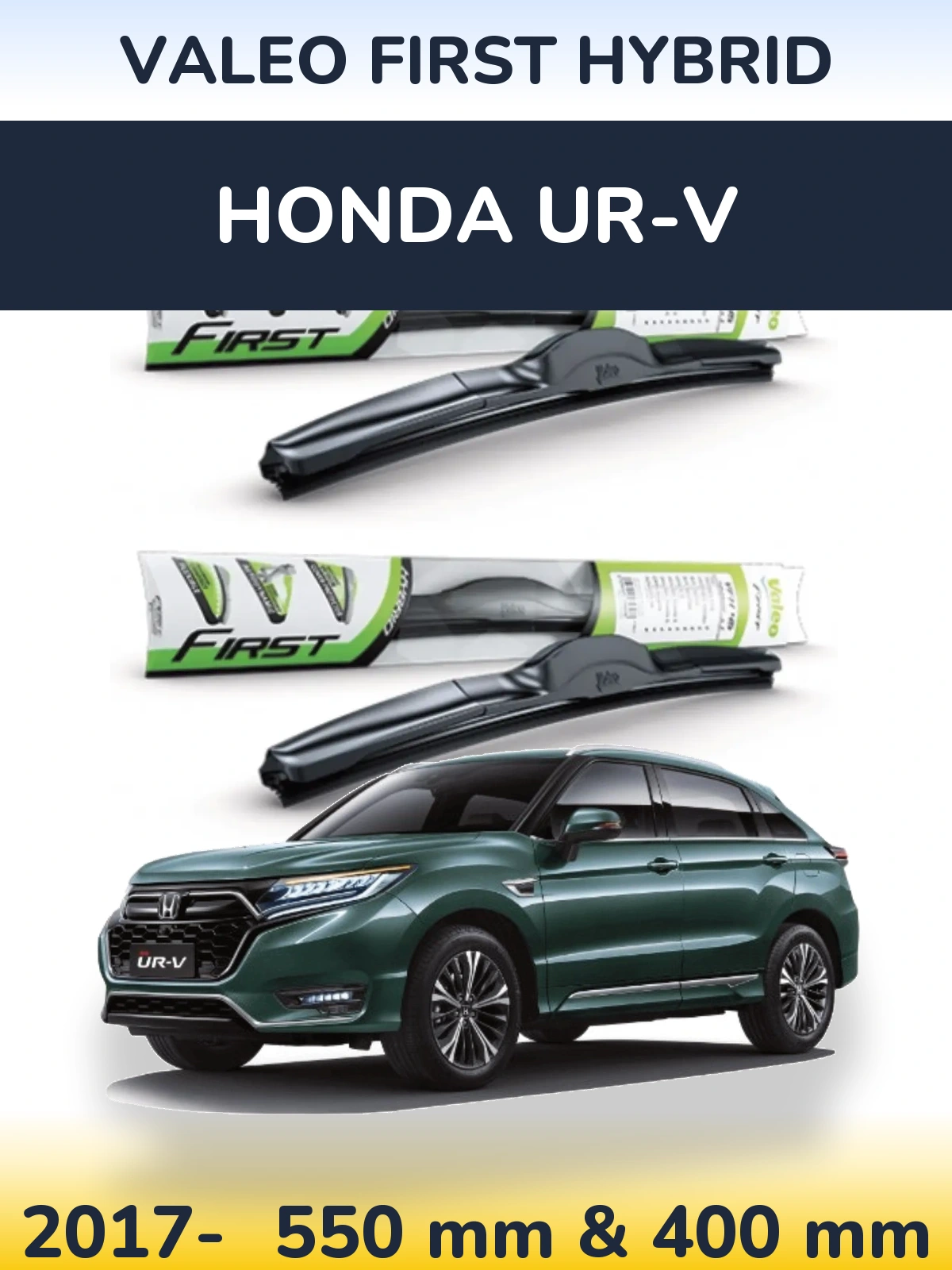 Sada předních stěračů Valeo First Hybrid 550 a 400 mm pro Honda UR-V 2017-2026