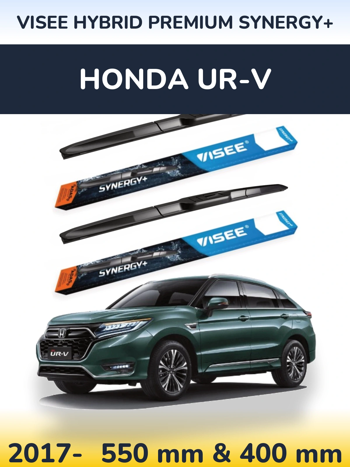 Комплект передніх щіток VISEE HYBRID PREMIUM SYNERGY+ 550 & 400 мм для Honda UR-V 2017-2026