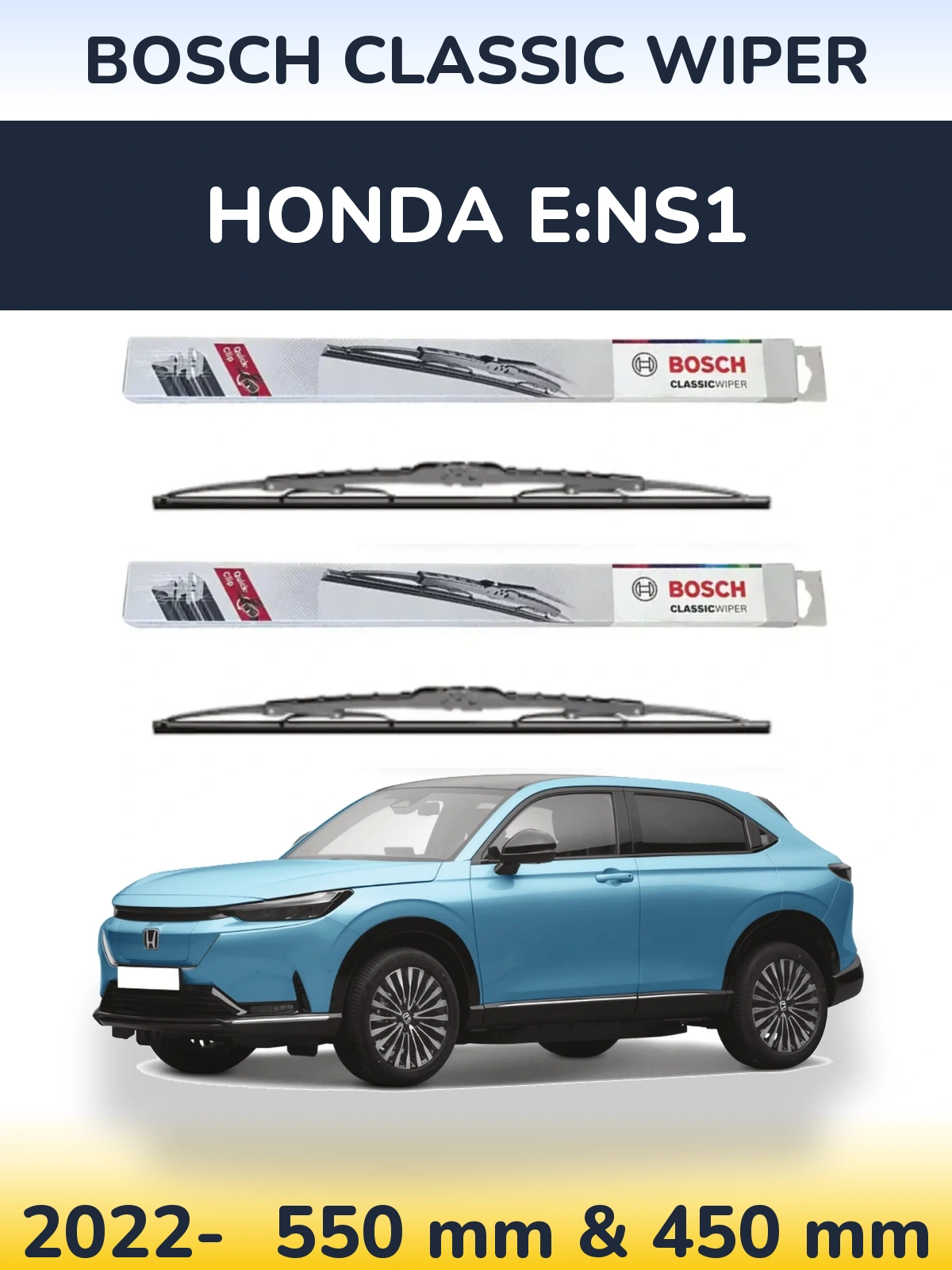 Sada předních stěračů BOSCH Classic Wiper 550 a 450 mm pro Honda e:NS1 2022-2026