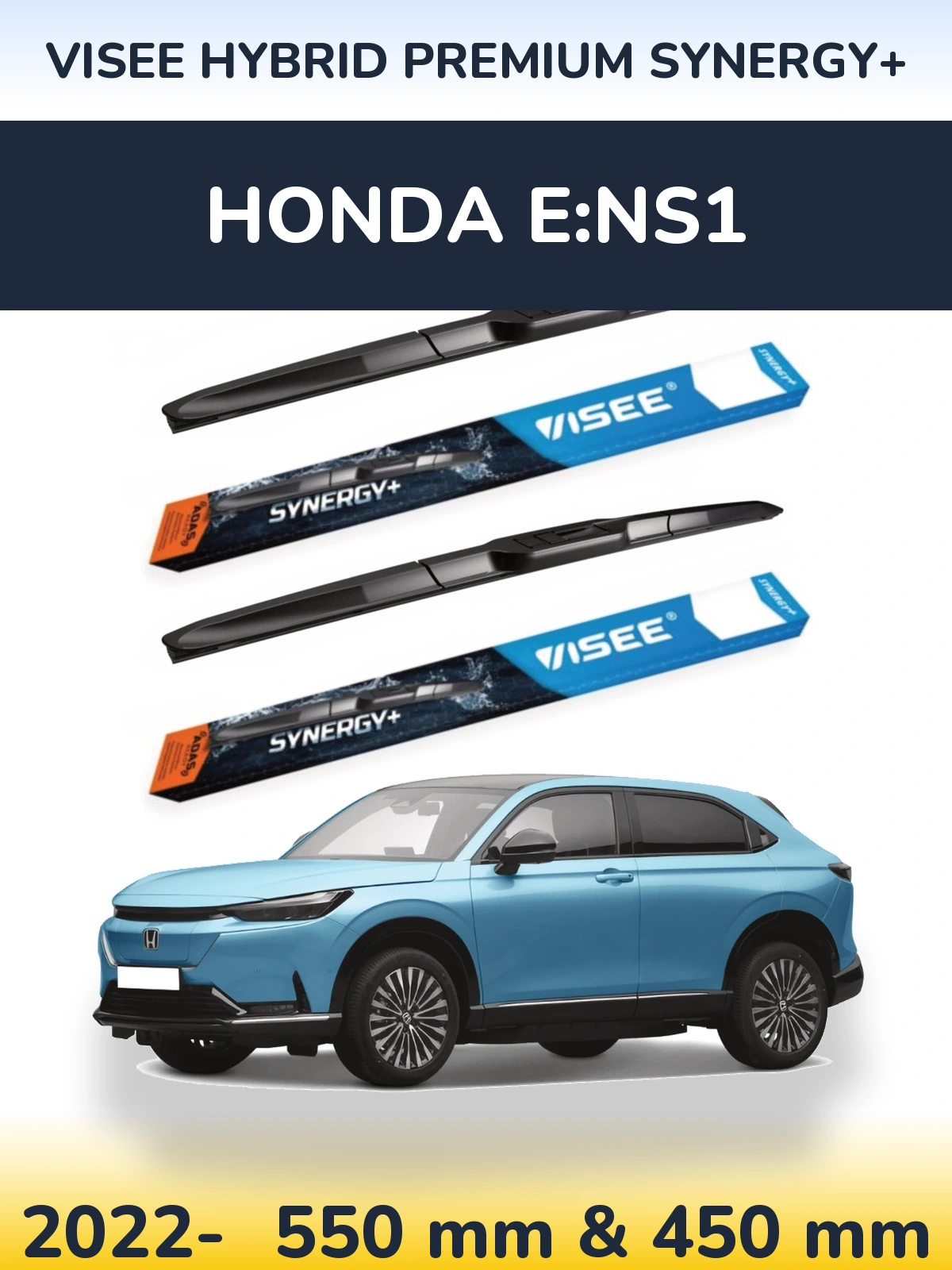 Sada předních stěračů VISEE HYBRID PREMIUM SYNERGY+ 550 a 450 mm pro Honda e:NS1 2022-2026