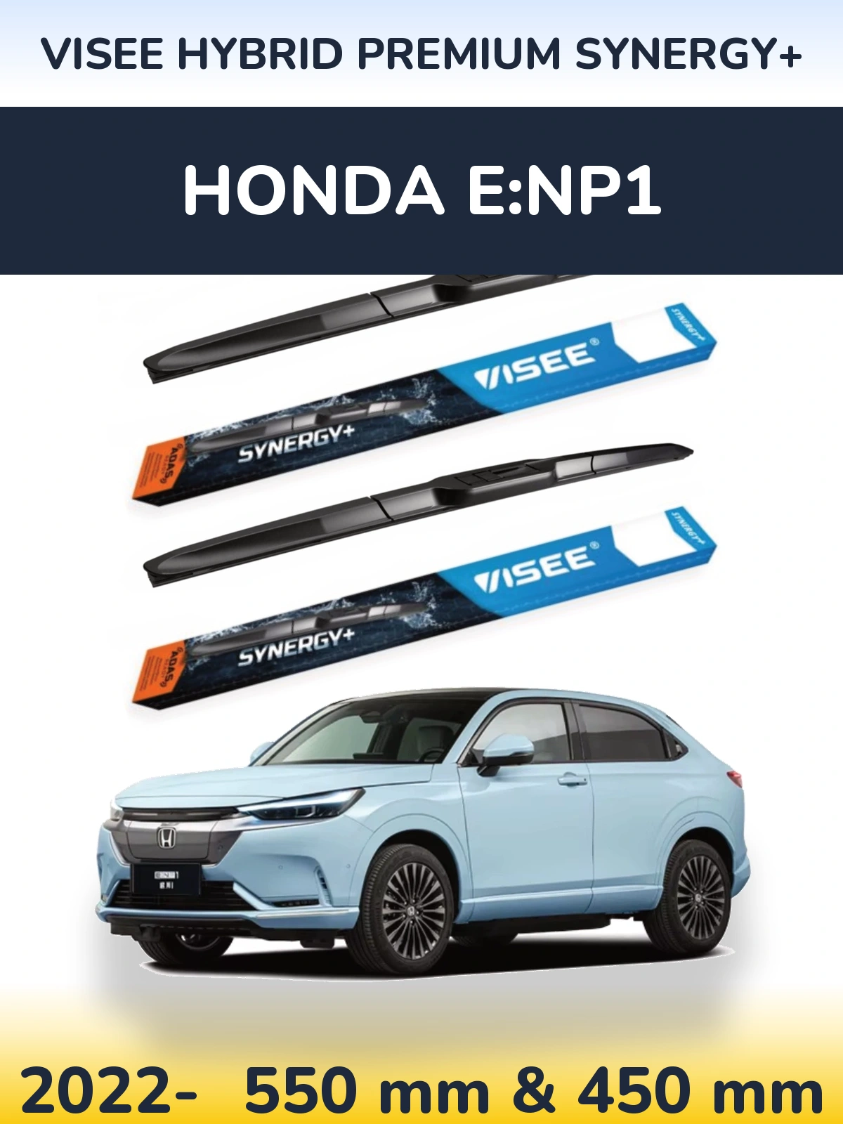 Sada předních stěračů VISEE HYBRID PREMIUM SYNERGY+ 550 a 450 mm pro Honda e:NP1 2022-2026