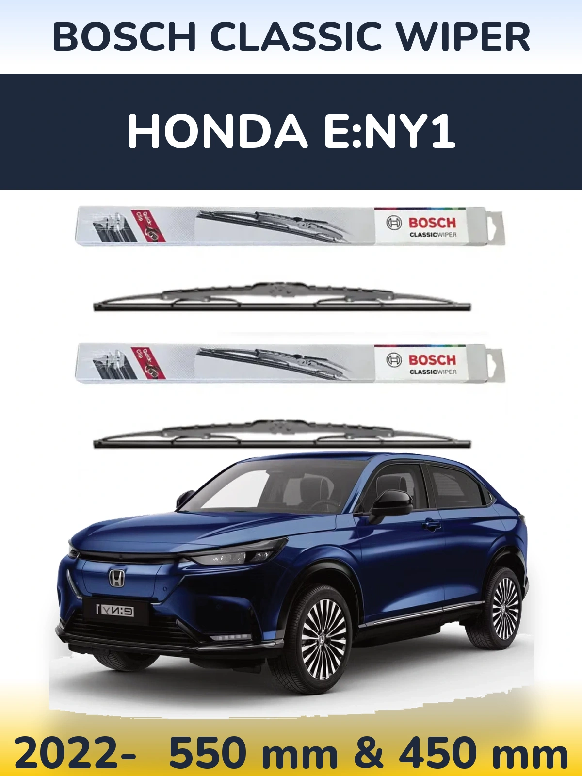 Sada předních stěračů BOSCH Classic Wiper 550 a 450 mm pro Honda e:Ny1 2022-2026