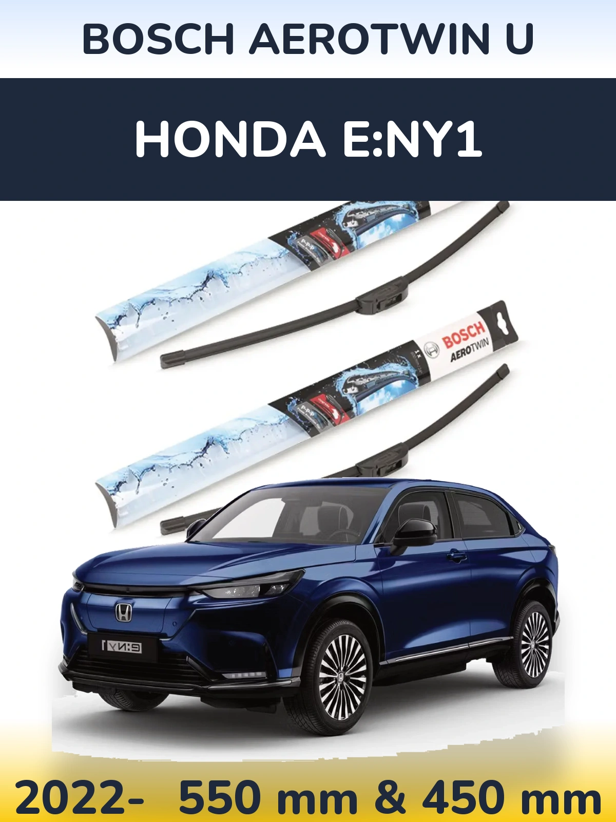 Sada předních stěračů BOSCH AeroTwin U 550 a 450 mm pro Honda e:Ny1 2022-2026