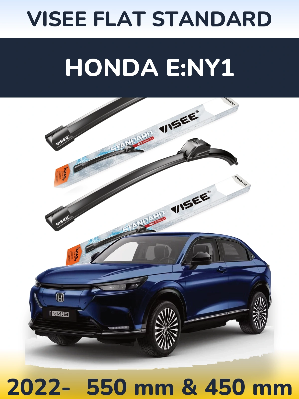 Sada předních stěračů VISEE FLAT STANDARD 550 a 450 mm pro Honda e:Ny1 2022-2026
