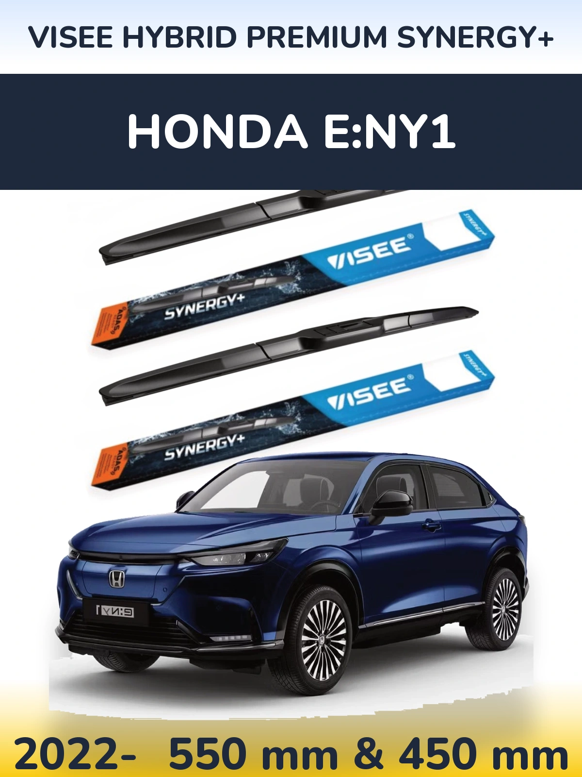 Sada předních stěračů VISEE HYBRID PREMIUM SYNERGY+ 550 a 450 mm pro Honda e:Ny1 2022-2026