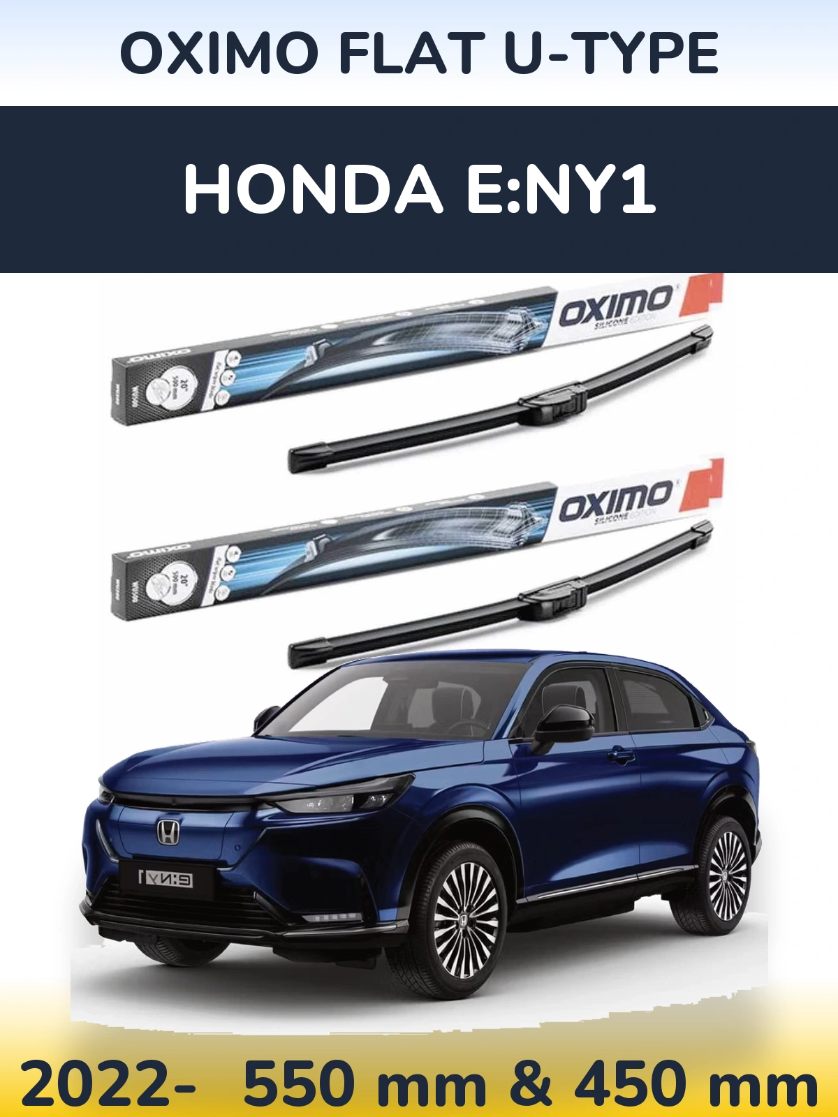 Sada předních stěračů Oximo Flat U-type 550 a 450 mm pro Honda e:Ny1 2022-2026