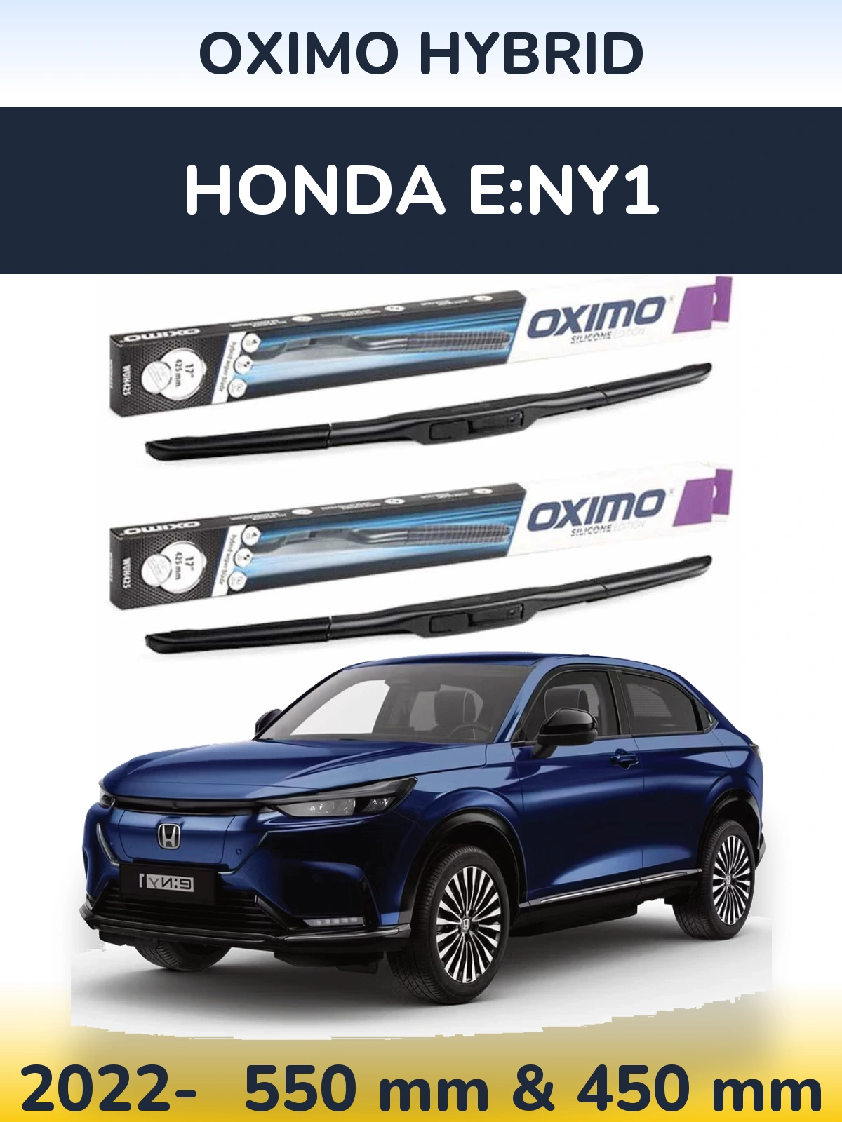 Sada předních stěračů Oximo Hybrid 550 a 450 mm pro Honda e:Ny1 2022-2026