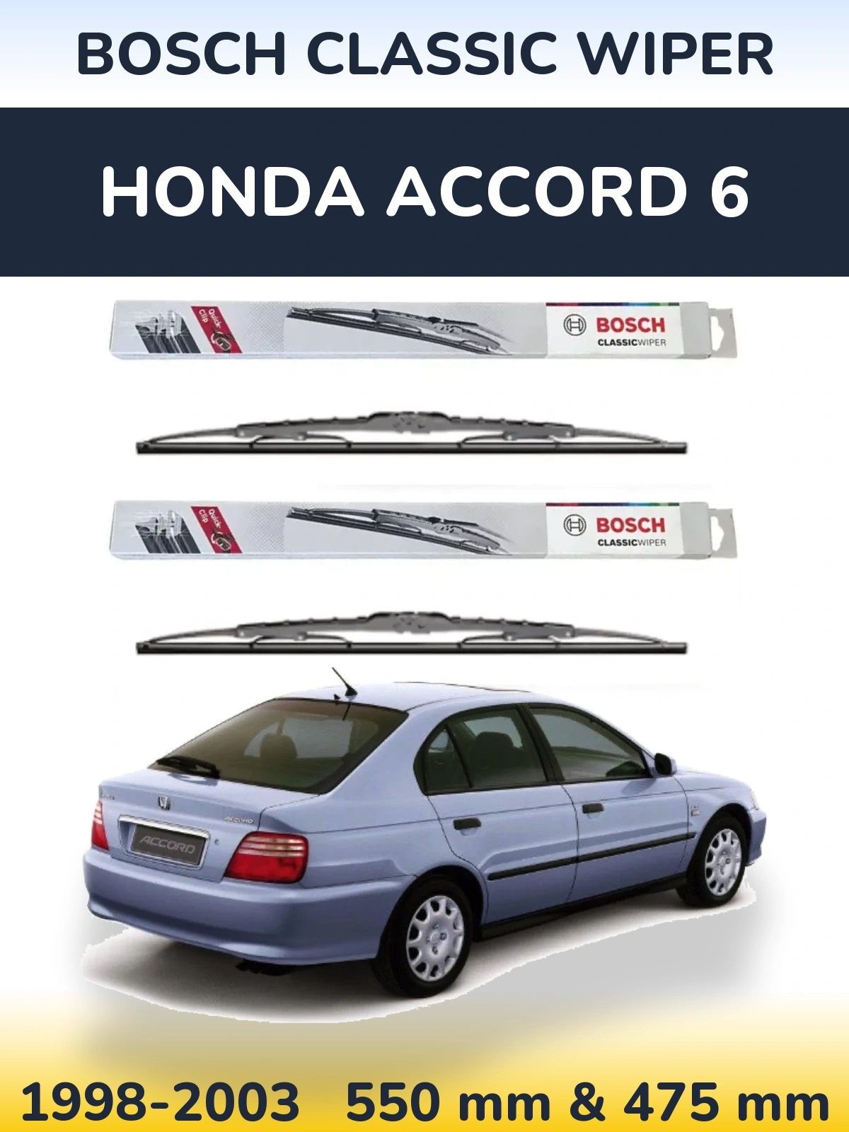 Sada předních stěračů BOSCH Classic Wiper 550 a 475 mm pro Honda Accord 6 1998-2003