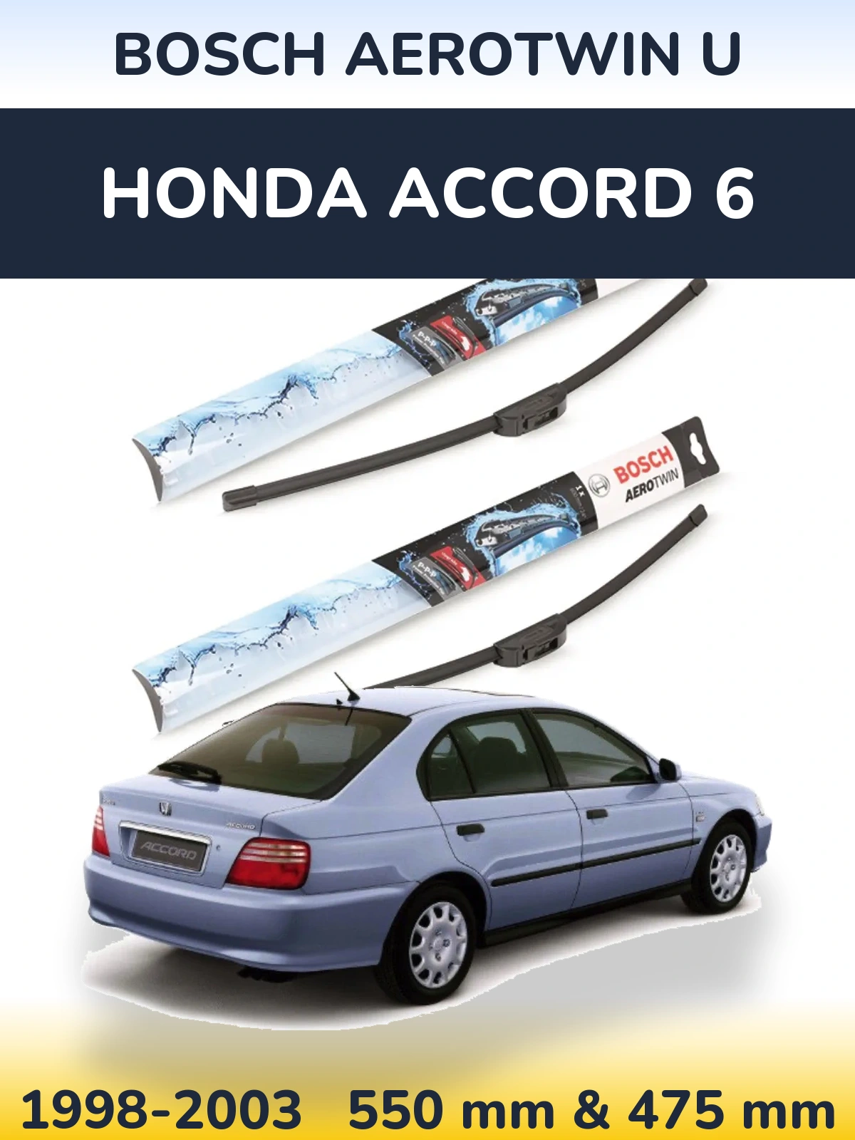 Sada předních stěračů BOSCH AeroTwin U 550 a 475 mm pro Honda Accord 6 1998-2003