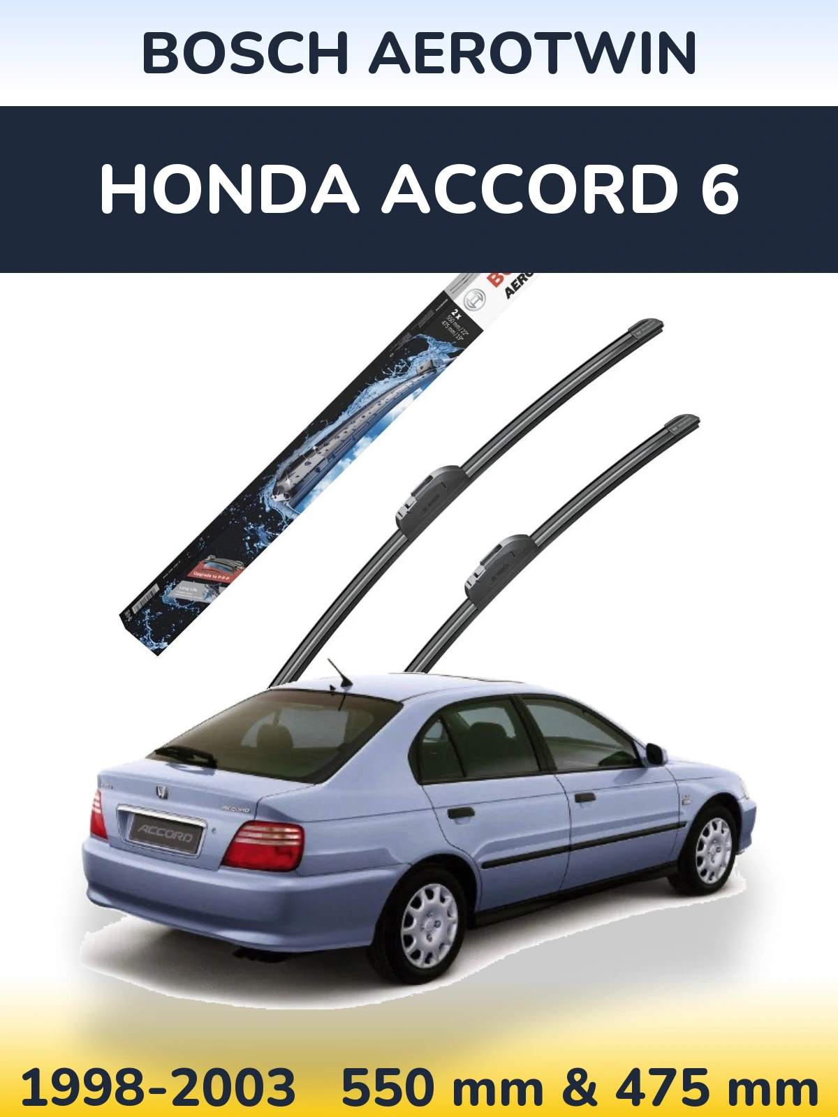 Sada předních stěračů BOSCH AeroTwin 550 a 475 mm pro Honda Accord 6 1998-2003
