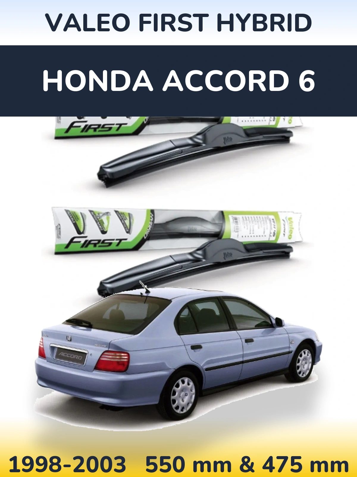 Sada předních stěračů Valeo First Hybrid 550 a 475 mm pro Honda Accord 6 1998-2003