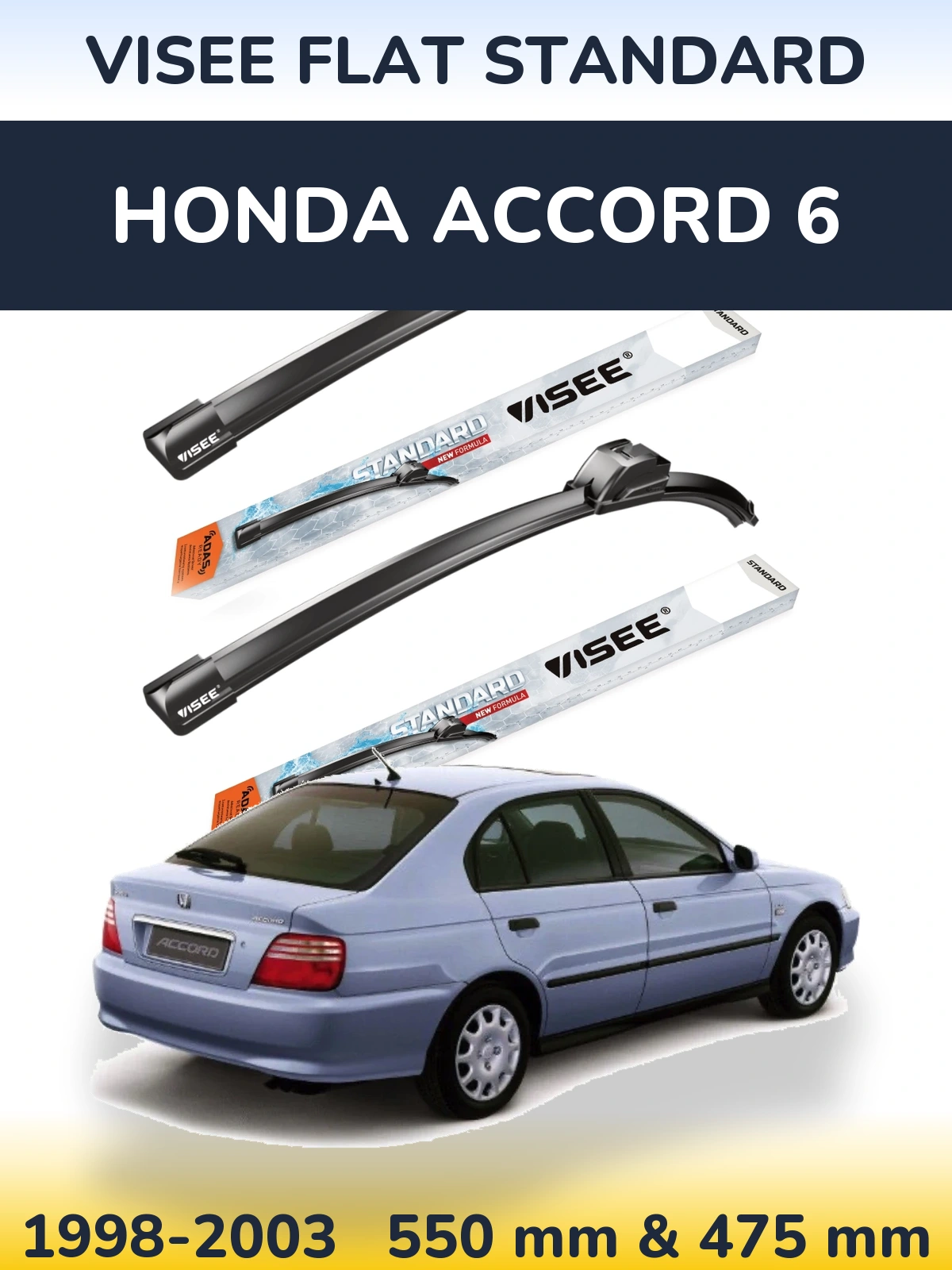 Sada předních stěračů VISEE FLAT STANDARD 550 a 475 mm pro Honda Accord 6 1998-2003