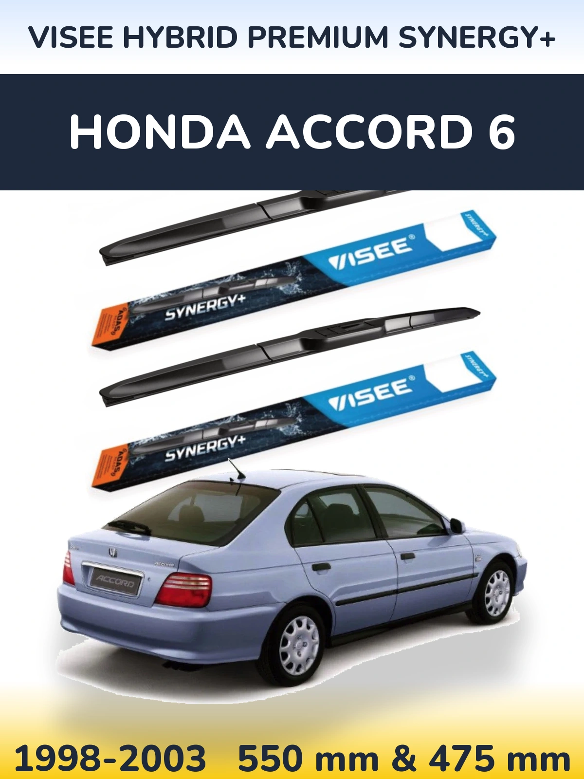 Sada předních stěračů VISEE HYBRID PREMIUM SYNERGY+ 550 a 475 mm pro Honda Accord 6 1998-2003
