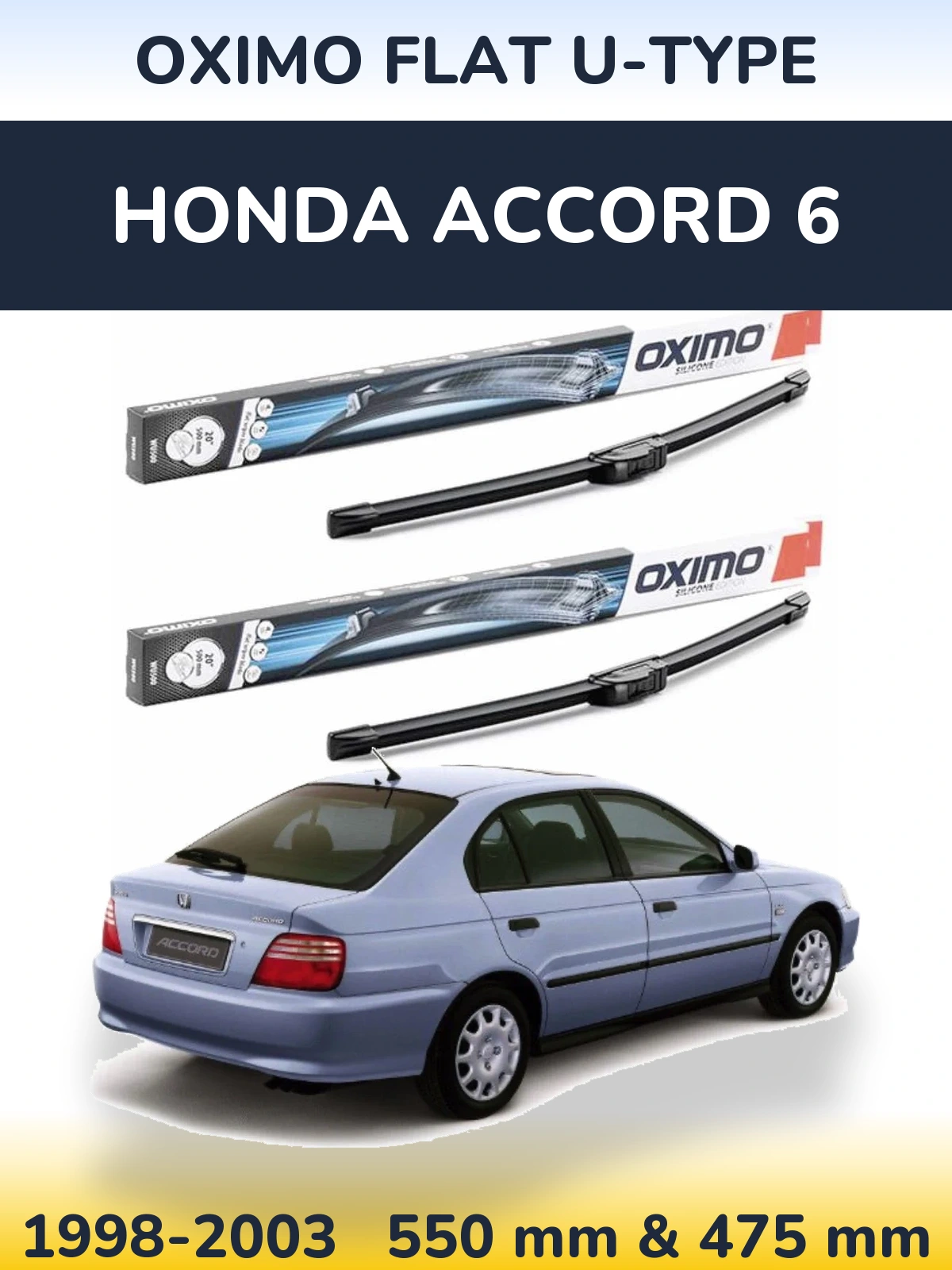 Sada předních stěračů Oximo Flat U-type 550 a 475 mm pro Honda Accord 6 1998-2003