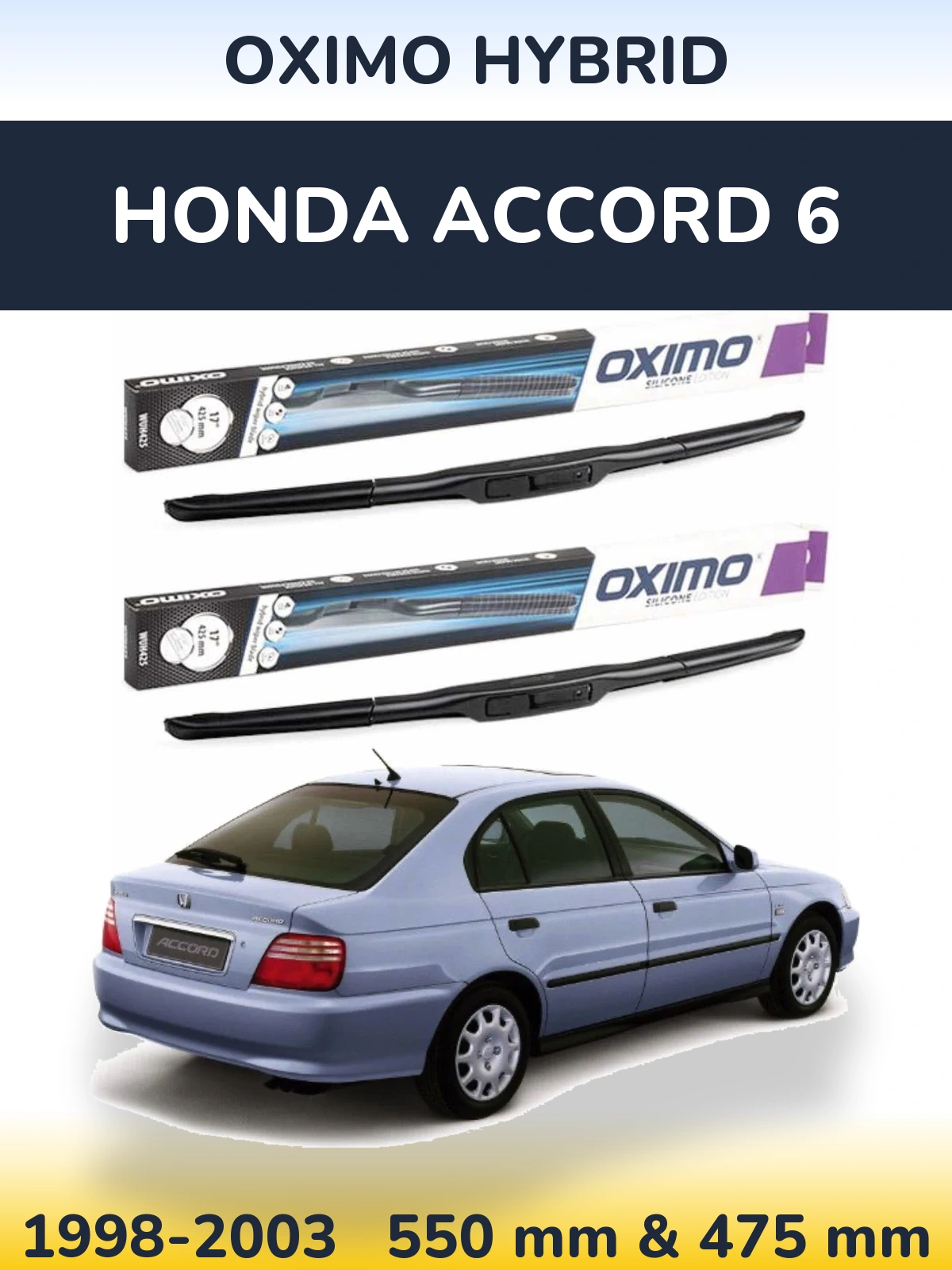 Sada předních stěračů Oximo Hybrid 550 a 475 mm pro Honda Accord 6 1998-2003