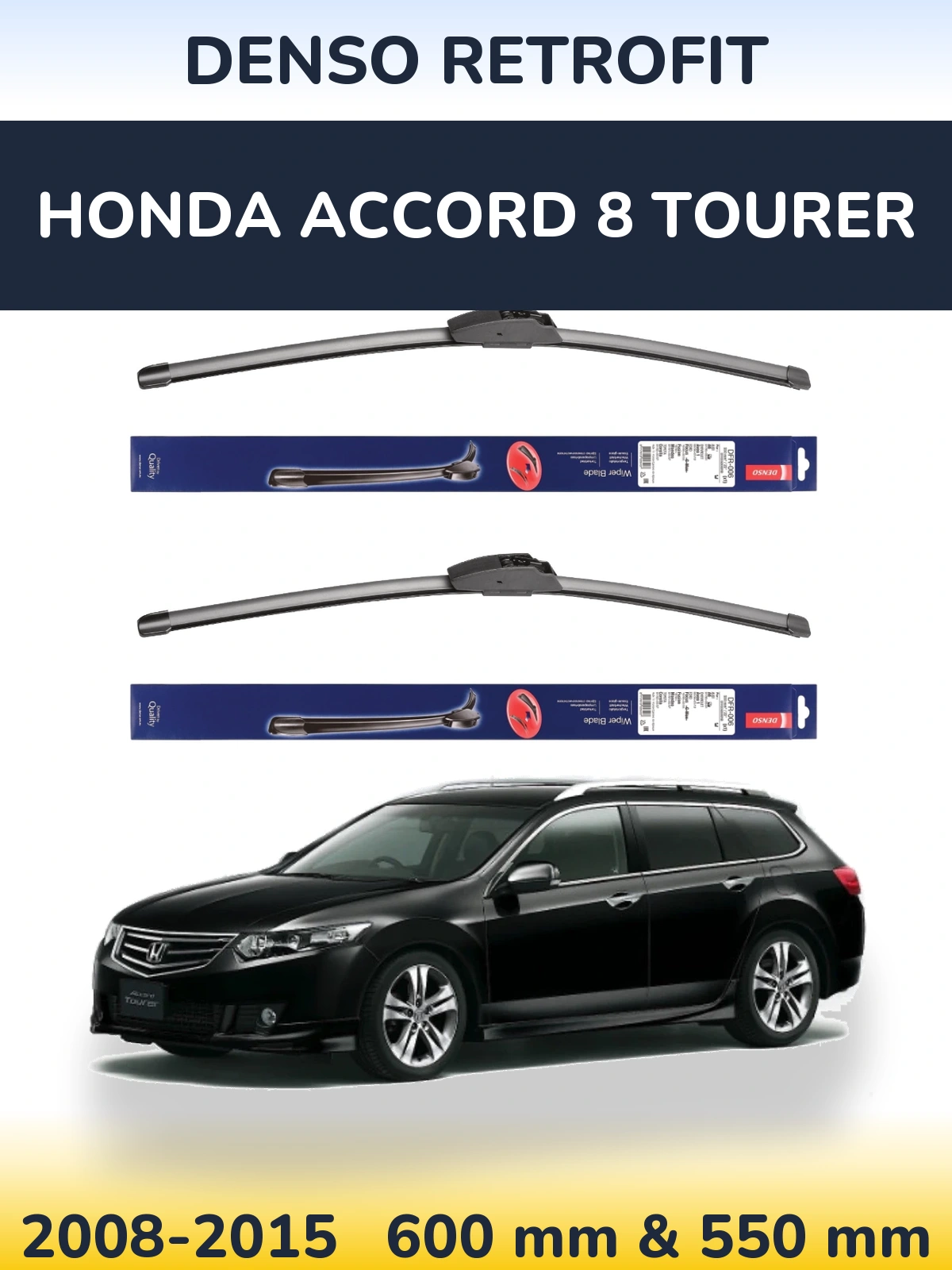 Sada předních stěračů Denso Retrofit 600 a 550 mm pro Honda Accord 8 Tourer 2008-2015