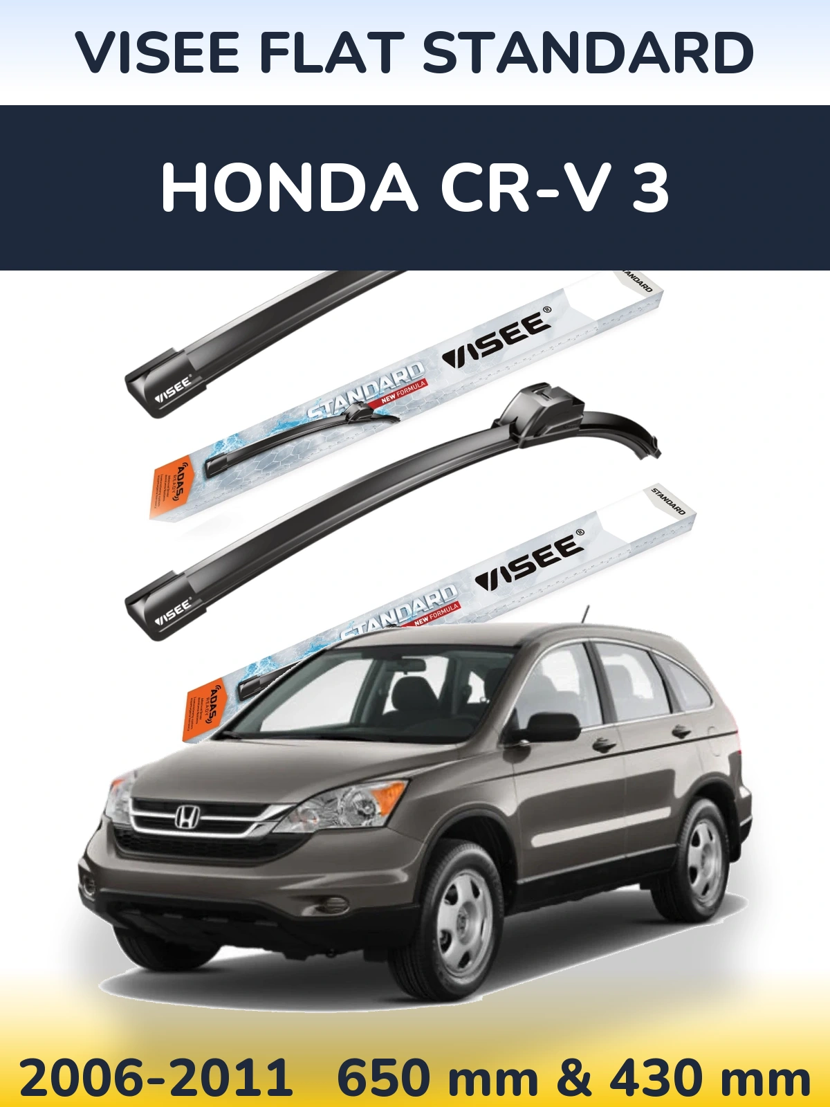Sada předních stěračů VISEE FLAT STANDARD 650 a 430 mm pro Honda CR-V 3 2006-2011