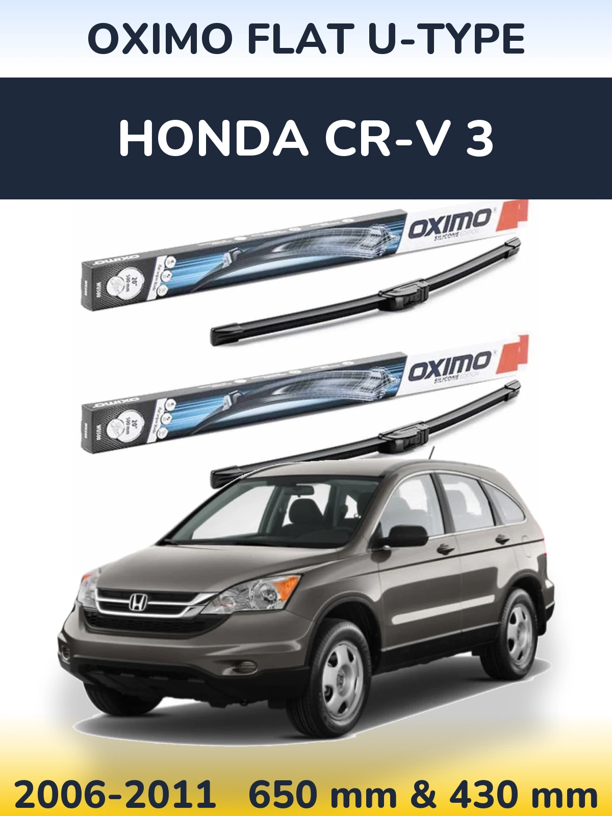 Sada předních stěračů Oximo Flat U-type 650 a 430 mm pro Honda CR-V 3 2006-2011