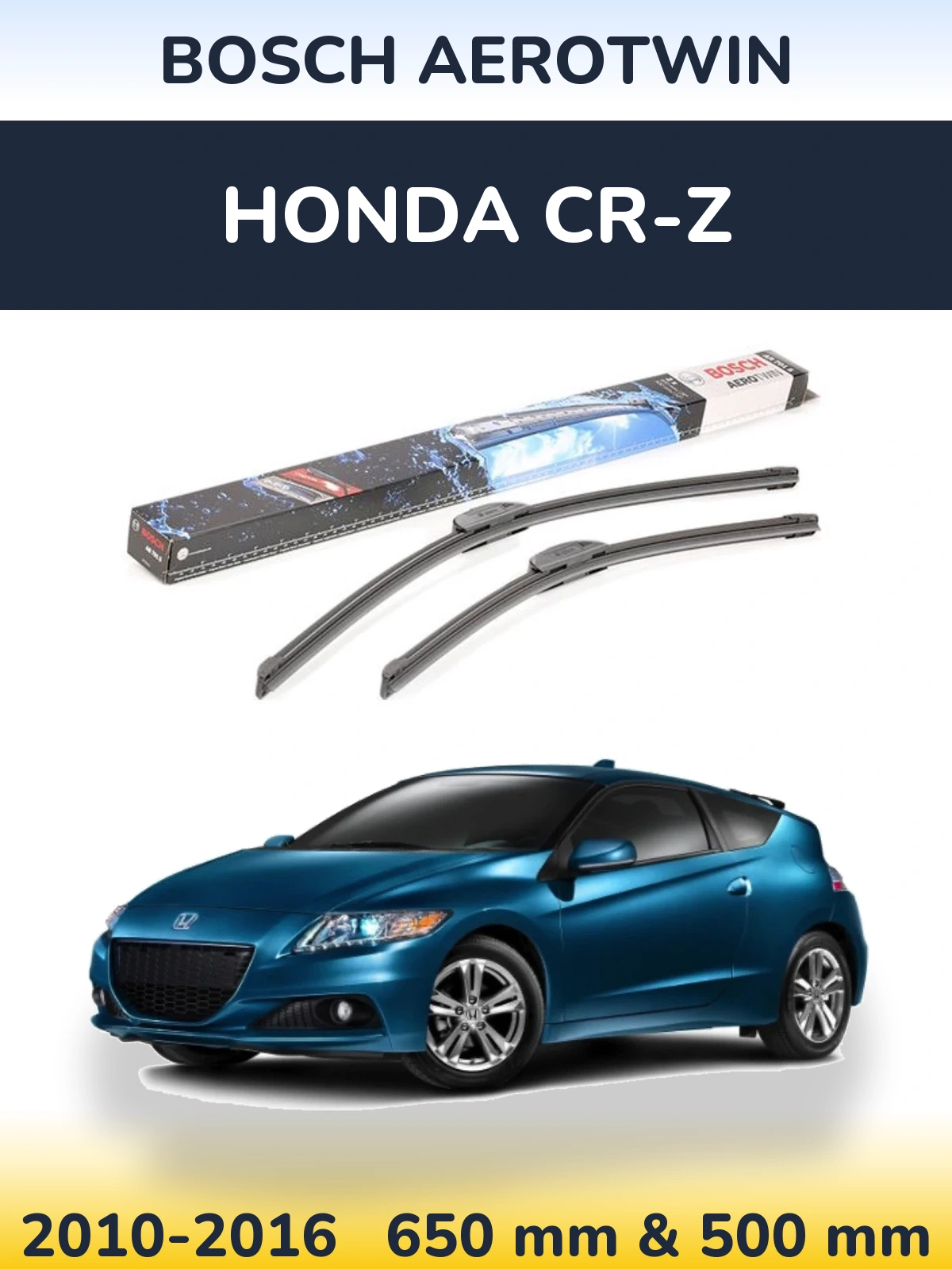 Sada předních stěračů BOSCH AeroTwin 650 a 500 mm pro Honda CR-Z 2010-2016