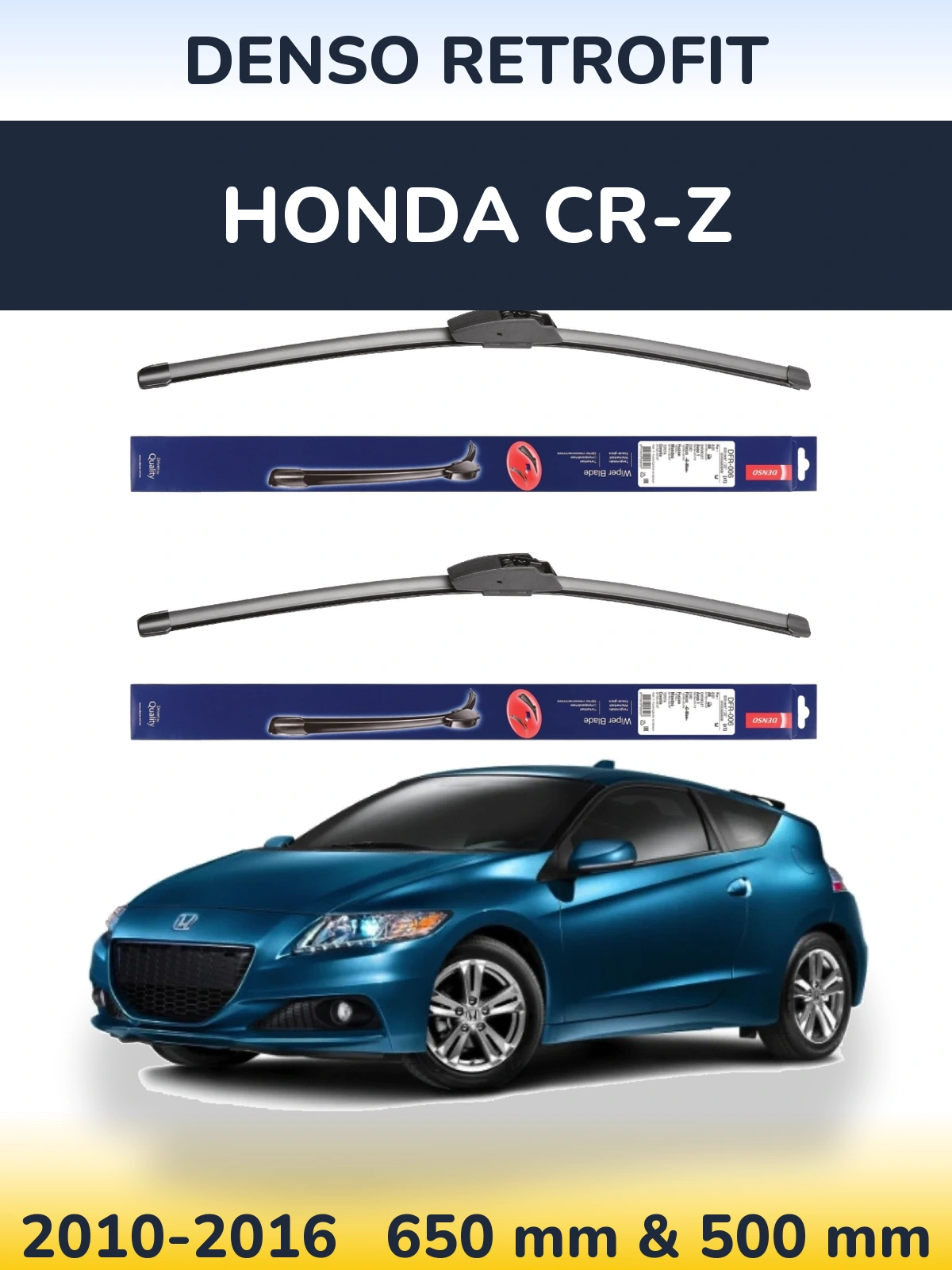 Sada předních stěračů Denso Retrofit 650 a 500 mm pro Honda CR-Z 2010-2016