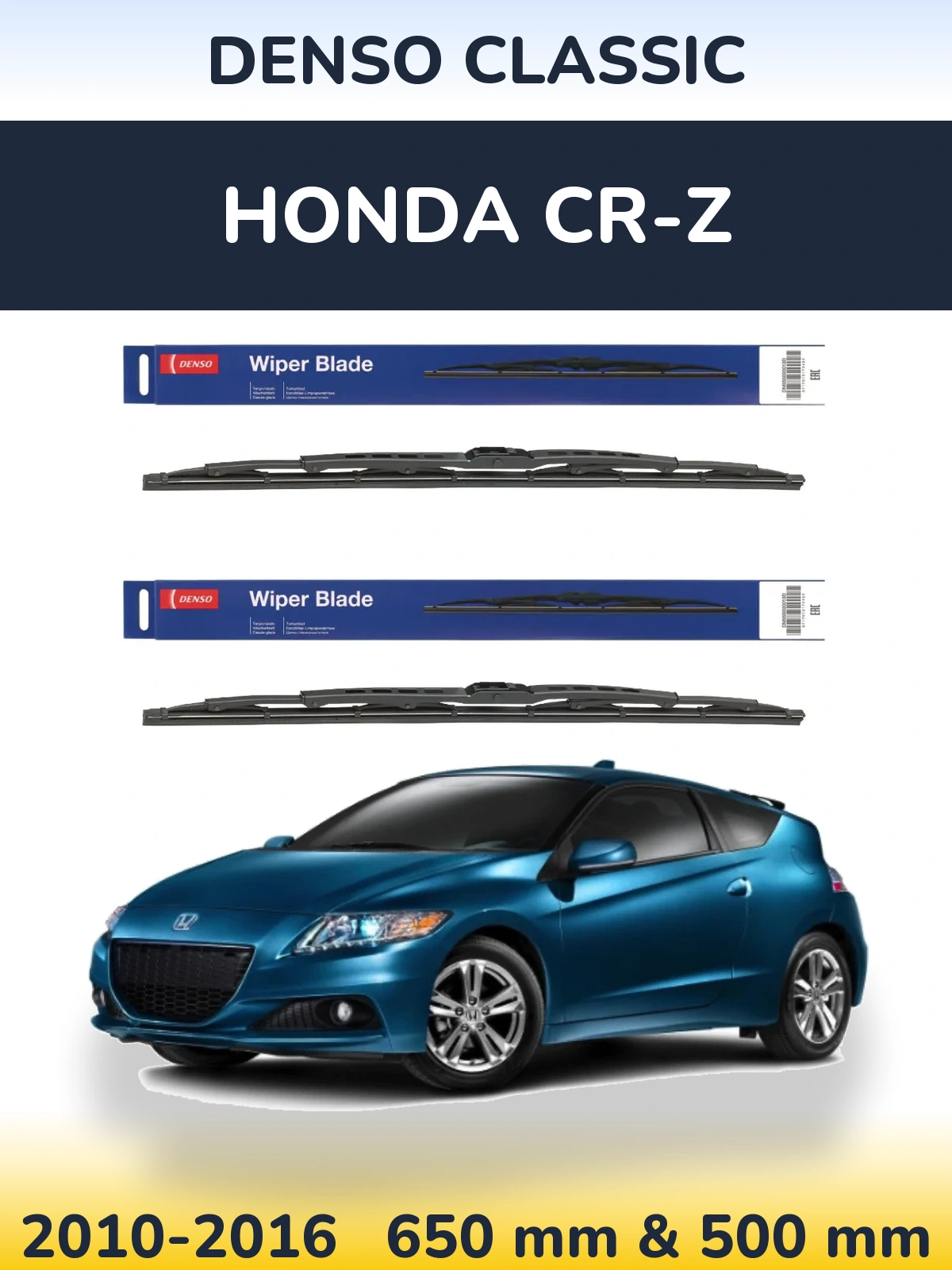 Sada předních stěračů Denso Classic 650 a 500 mm pro Honda CR-Z 2010-2016