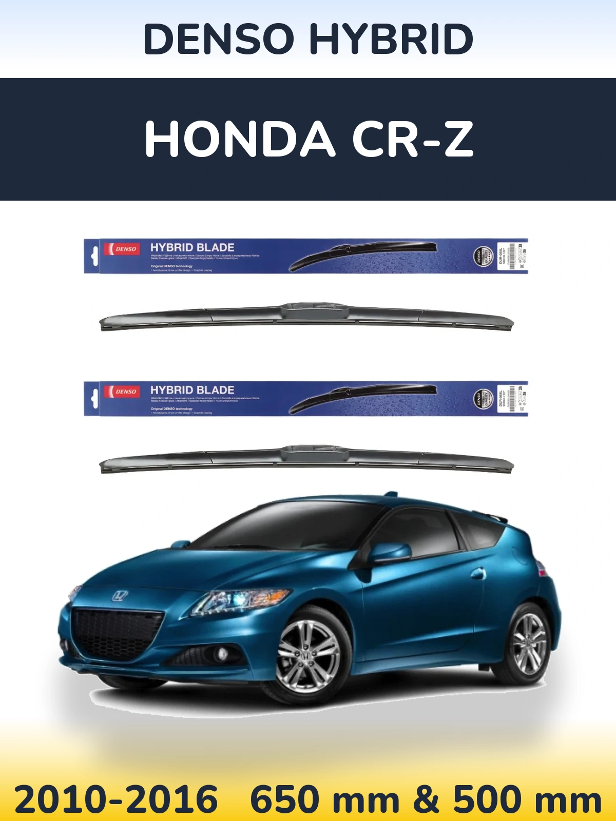 Sada předních stěračů Denso Hybrid 650 a 500 mm pro Honda CR-Z 2010-2016