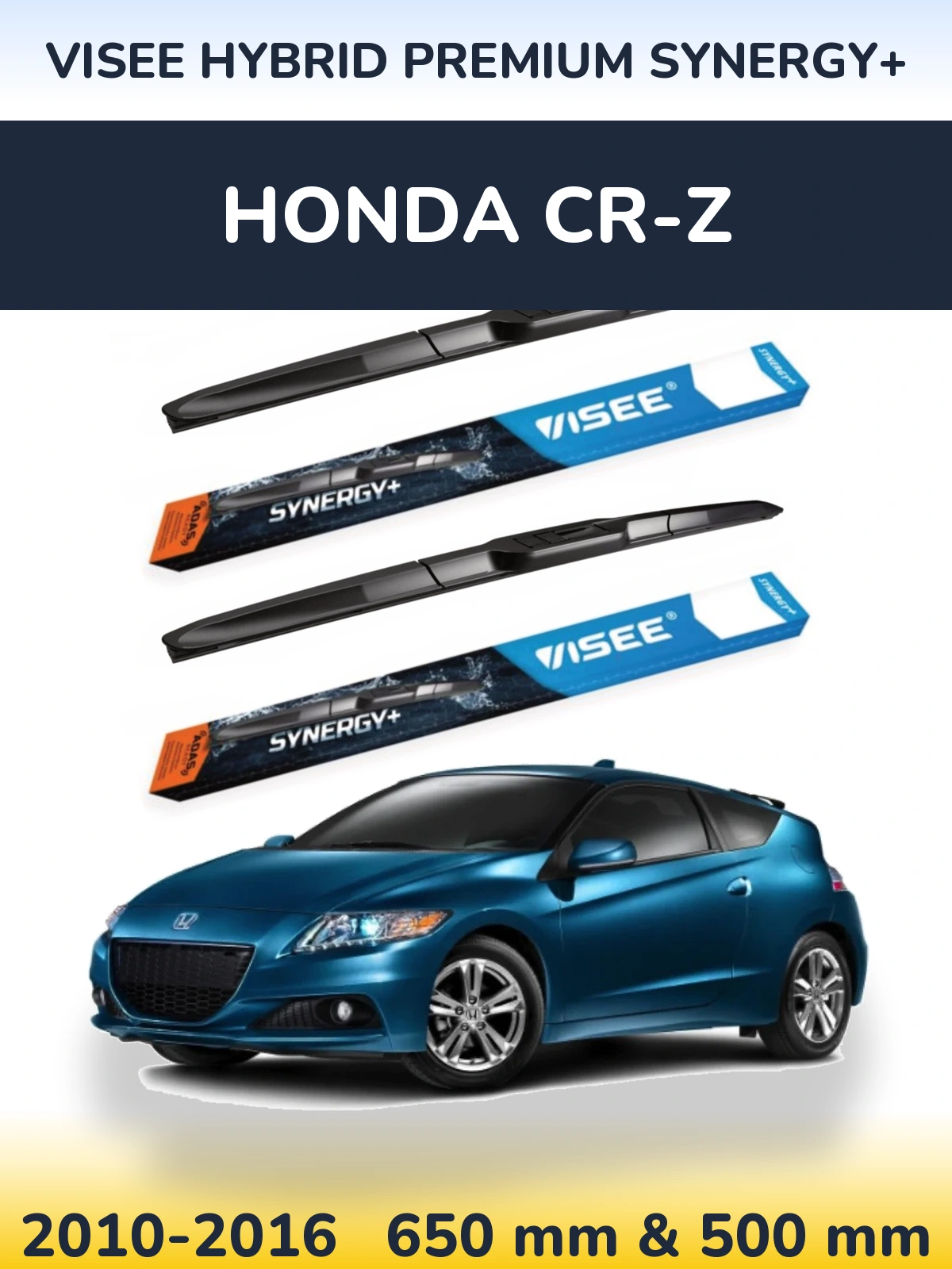 Sada předních stěračů VISEE HYBRID PREMIUM SYNERGY+ 650 a 500 mm pro Honda CR-Z 2010-2016