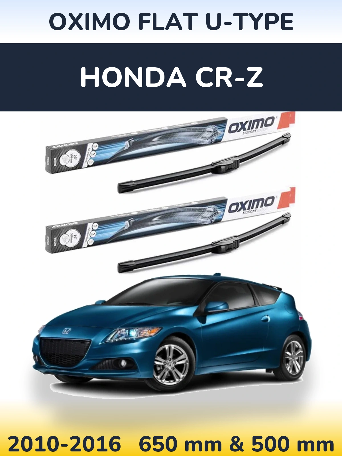 Sada předních stěračů Oximo Flat U-type 650 a 500 mm pro Honda CR-Z 2010-2016
