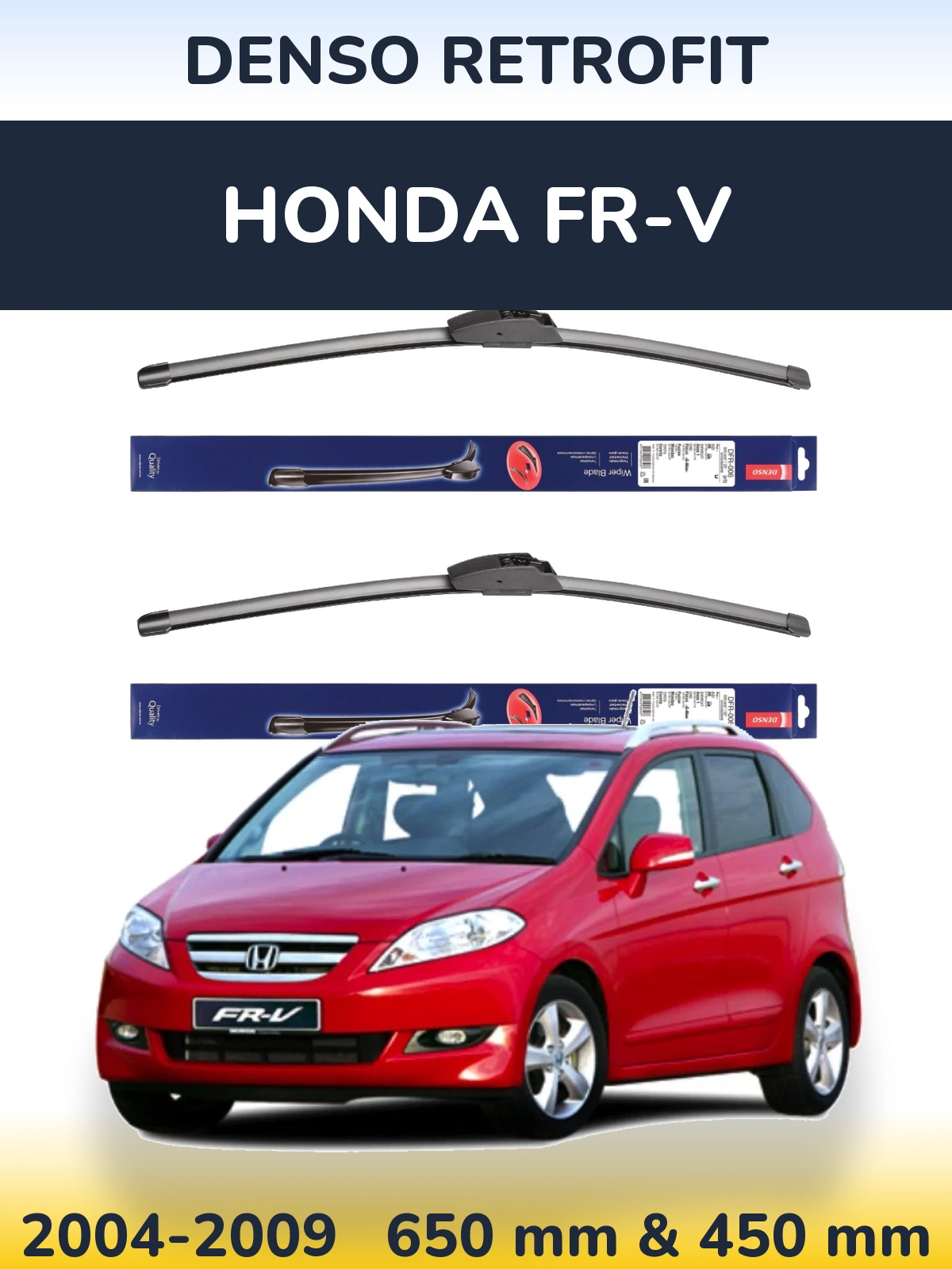 Sada předních stěračů Denso Retrofit 650 a 450 mm pro Honda FR-V 2004-2009