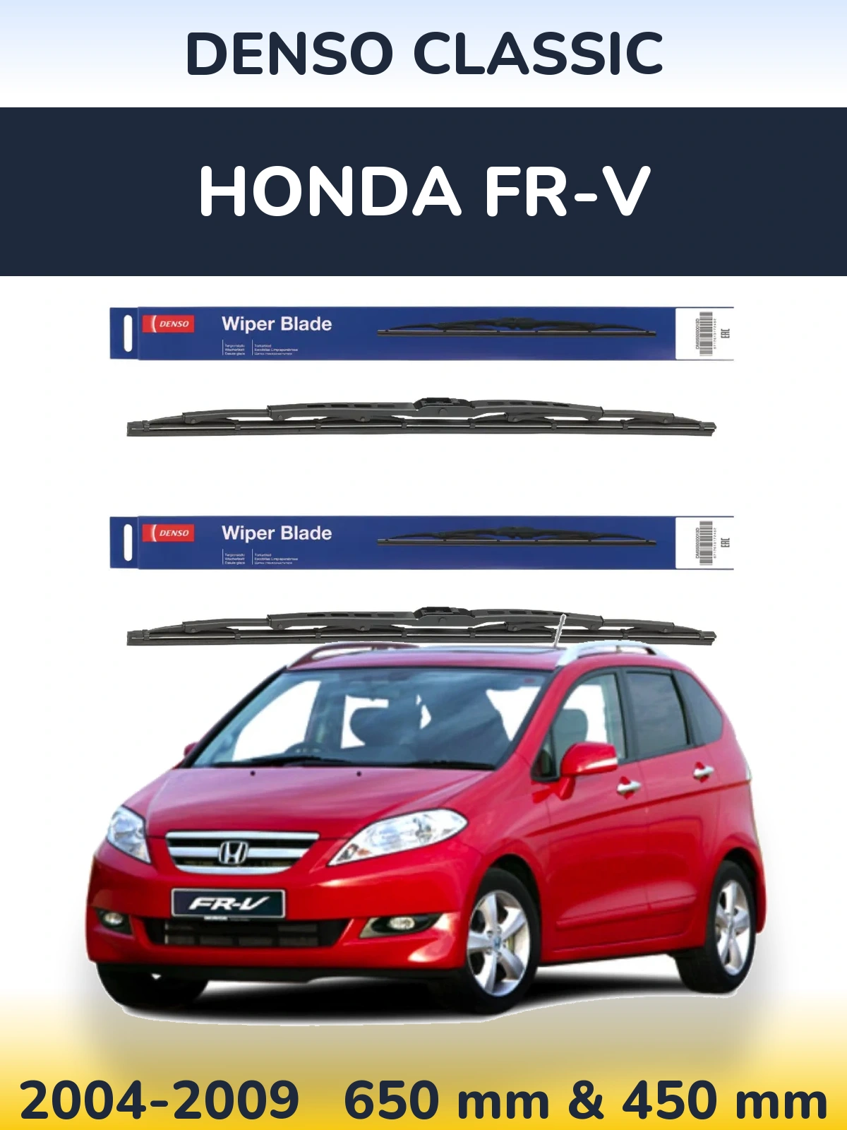 Sada předních stěračů Denso Classic 650 a 450 mm pro Honda FR-V 2004-2009