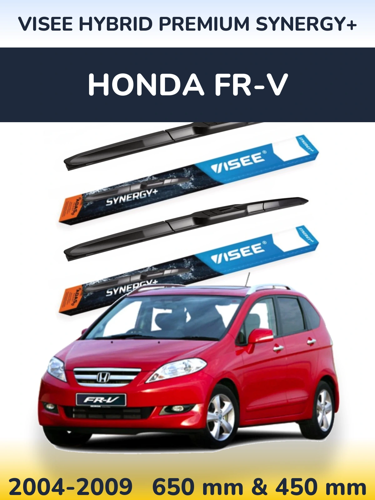 Sada předních stěračů VISEE HYBRID PREMIUM SYNERGY+ 650 a 450 mm pro Honda FR-V 2004-2009