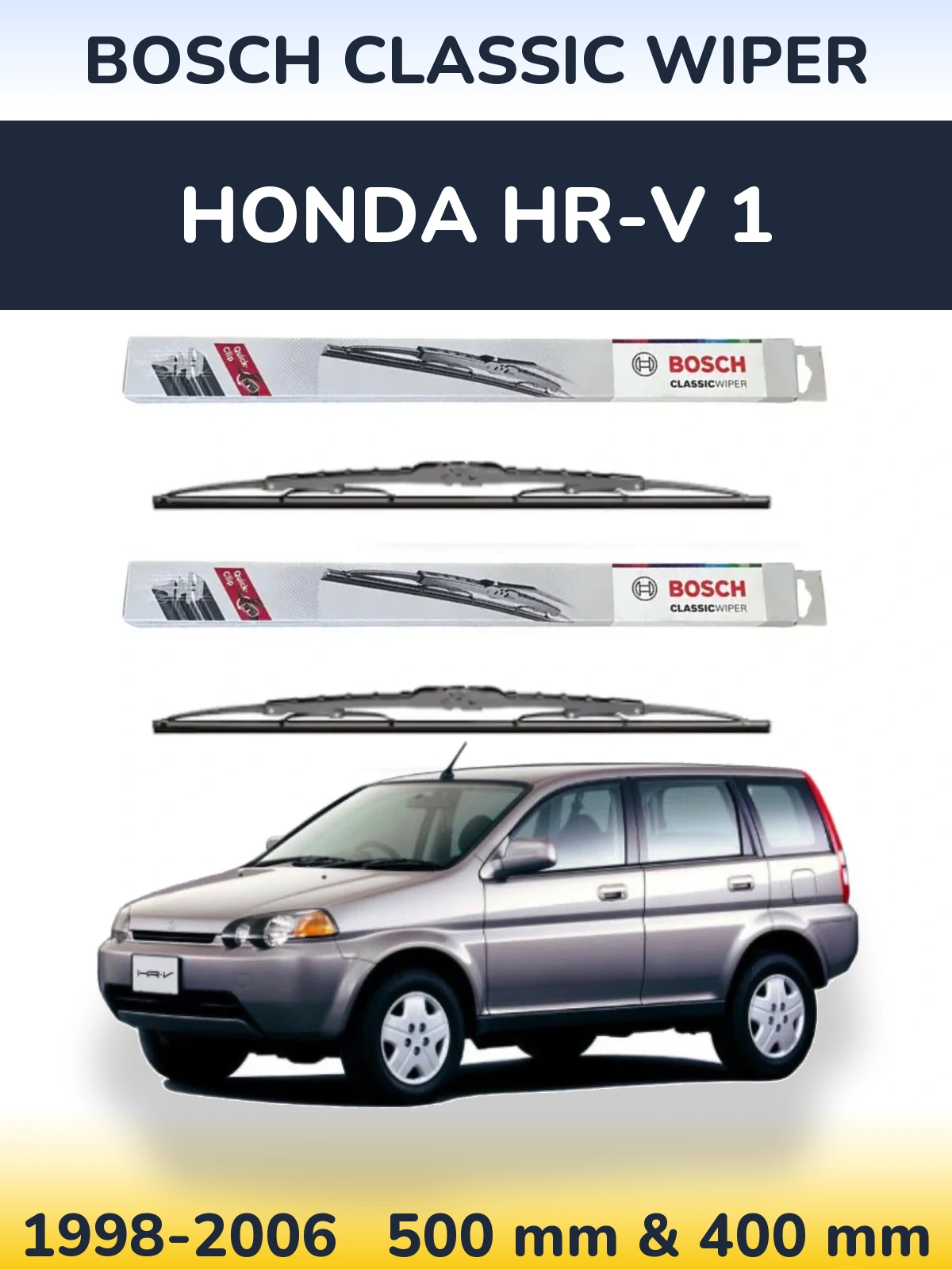 Sada předních stěračů BOSCH Classic Wiper 500 a 400 mm pro Honda HR-V 1 1998-2006