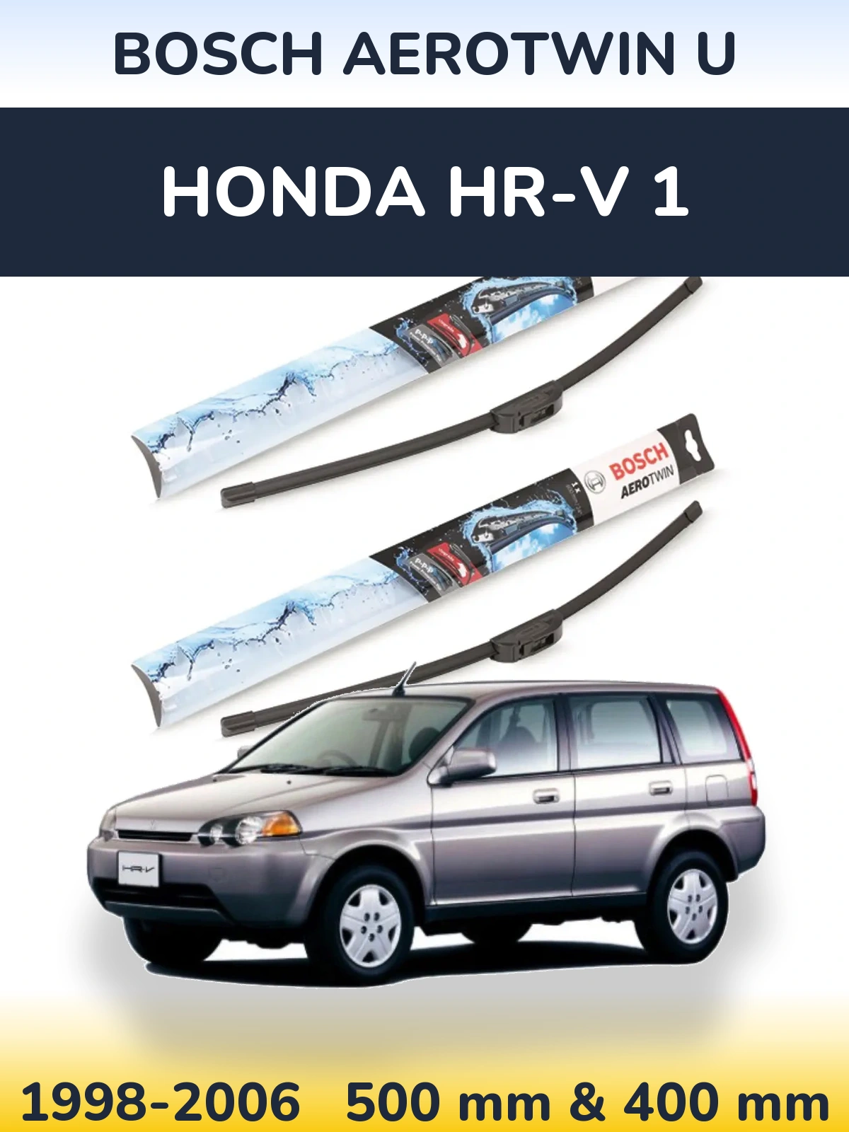 Комплект передніх щіток BOSCH AeroTwin U 500 & 400 мм для Honda HR-V 1 1998-2006