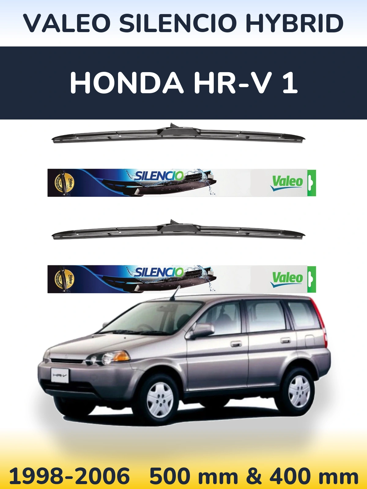 Sada předních stěračů Valeo Silencio Hybrid 500 a 400 mm pro Honda HR-V 1 1998-2006