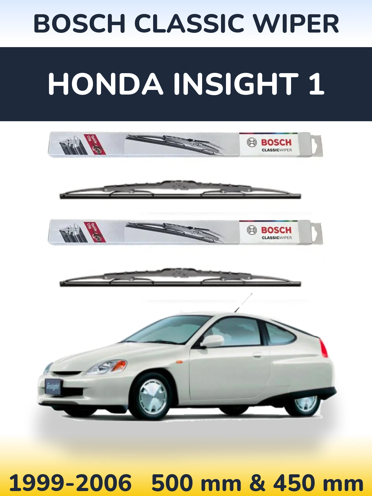 Комплект передніх щіток BOSCH Classic Wiper 500 & 450 мм для Honda Insight 1 1999-2006