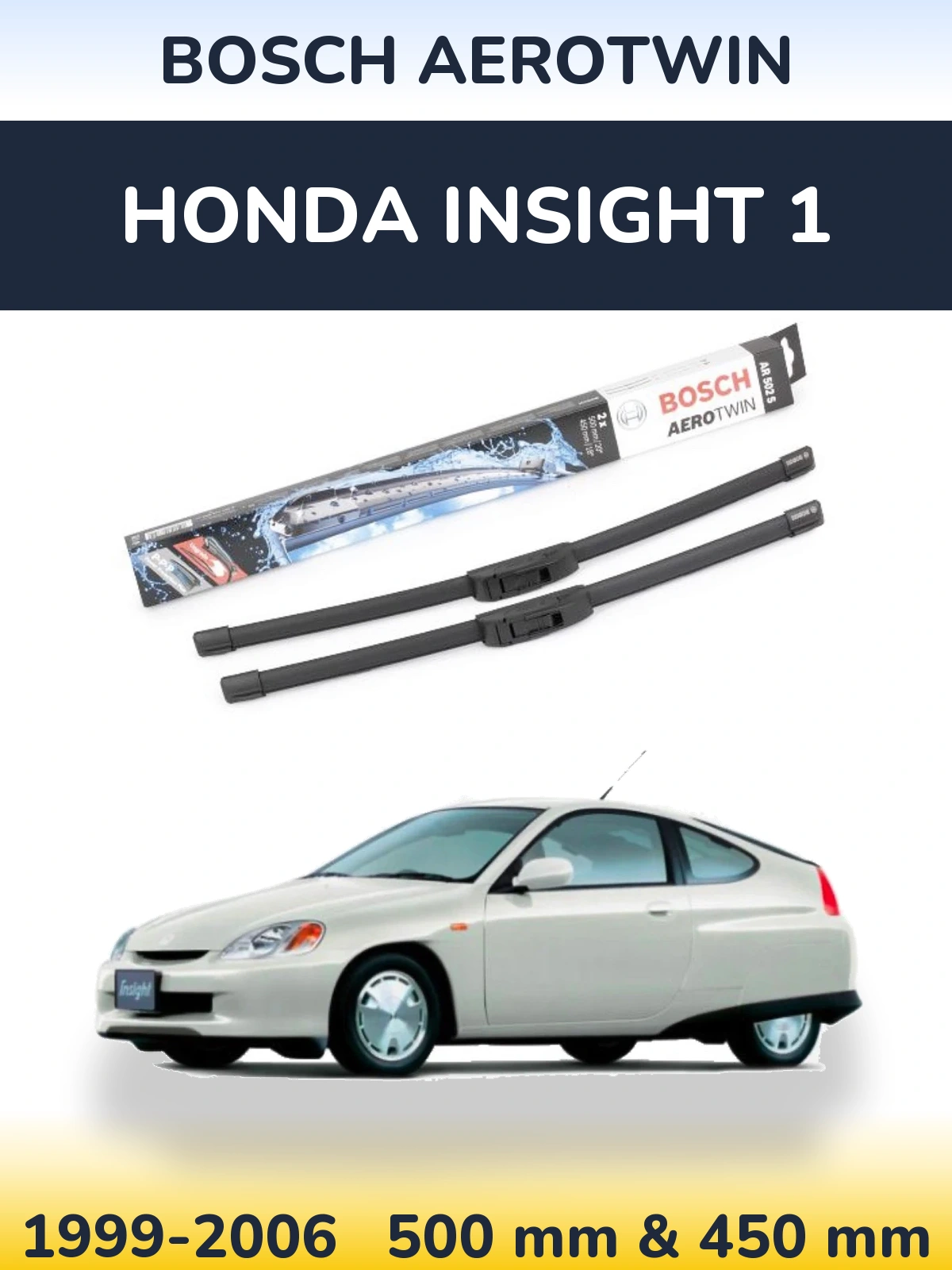 Комплект передніх щіток BOSCH AeroTwin 500 & 450 мм для Honda Insight 1 1999-2006