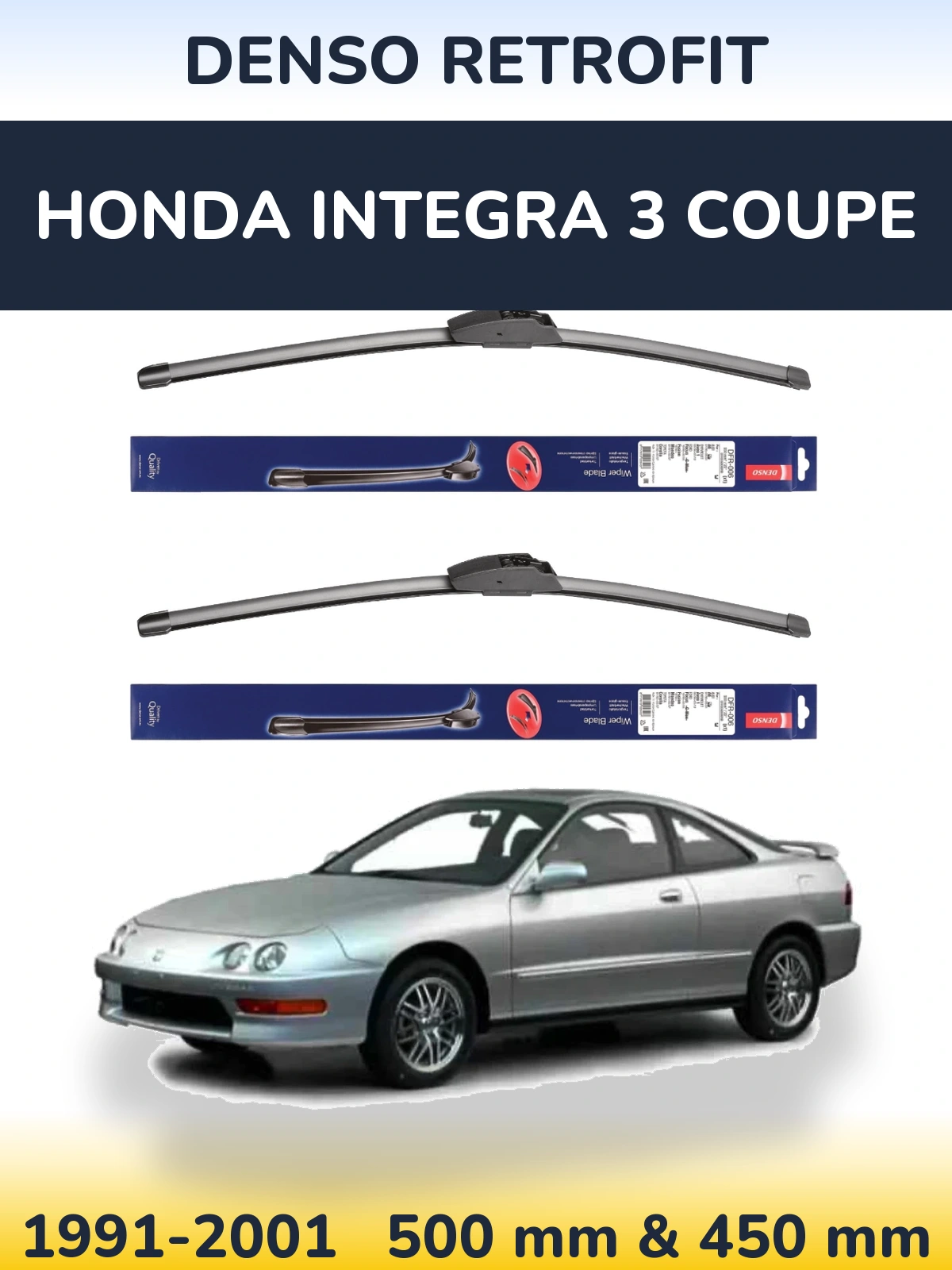 Комплект передніх щіток Denso Retrofit 500 & 450 мм для Honda Integra 3 coupe 1991-2001