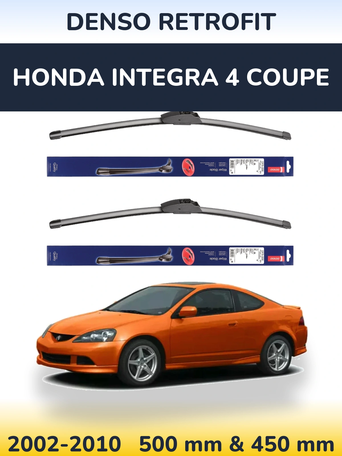 Sada předních stěračů Denso Retrofit 500 a 450 mm pro Honda Integra 4 coupe 2002-2010
