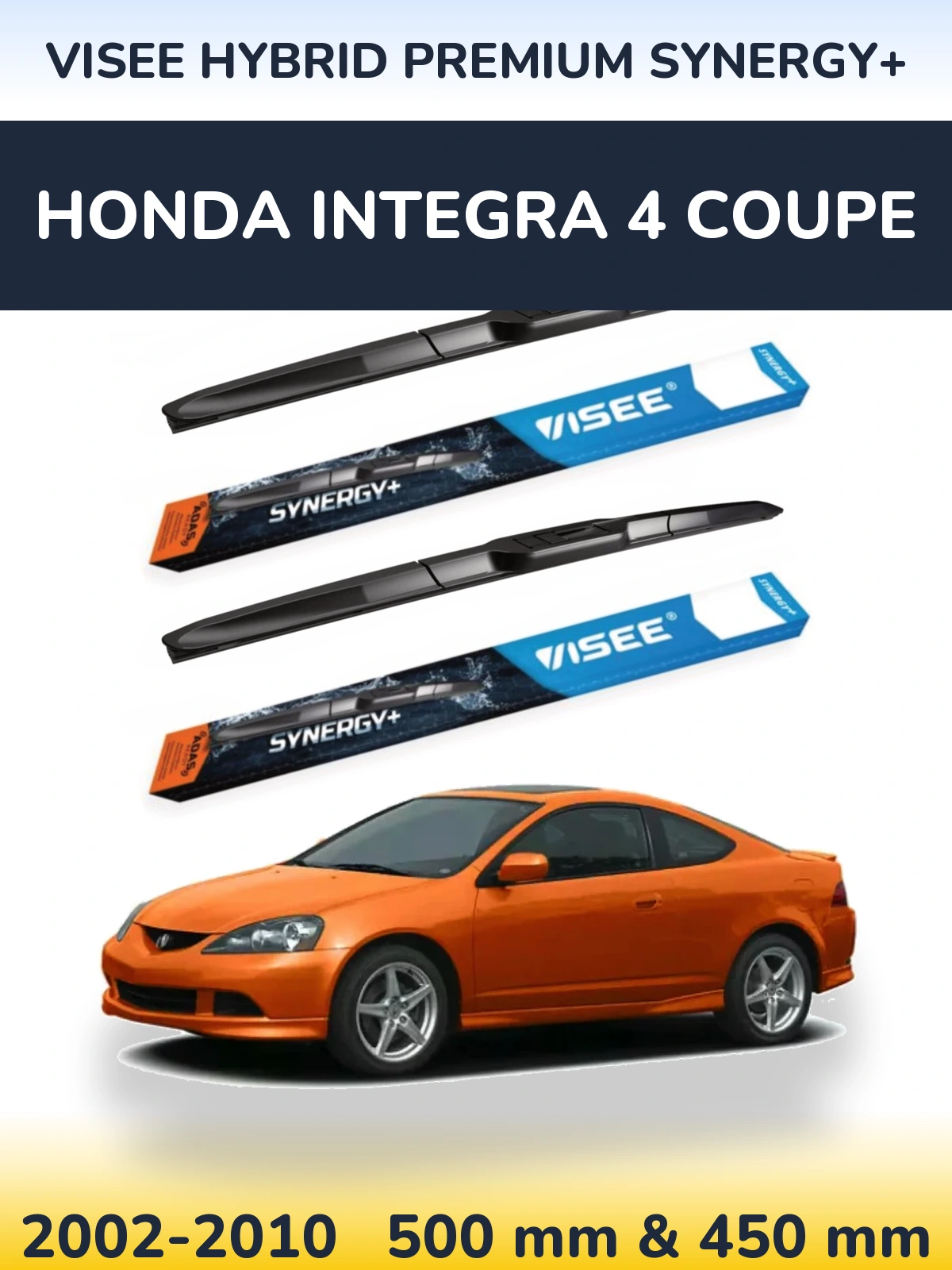 Sada předních stěračů VISEE HYBRID PREMIUM SYNERGY+ 500 a 450 mm pro Honda Integra 4 coupe 2002-2010